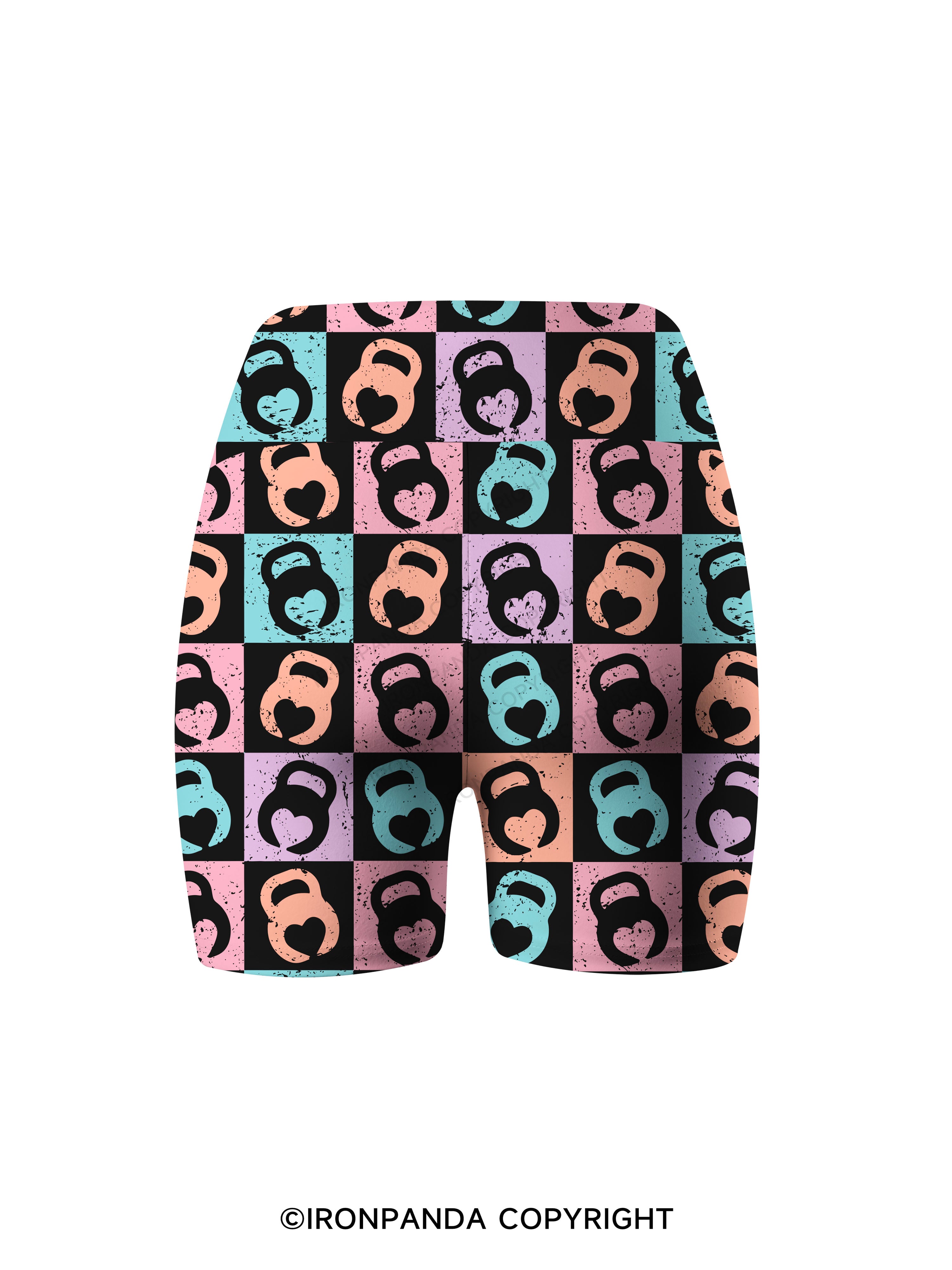 COLORS KETTLEBELL HEART Printed Yoga Cycling Shorts