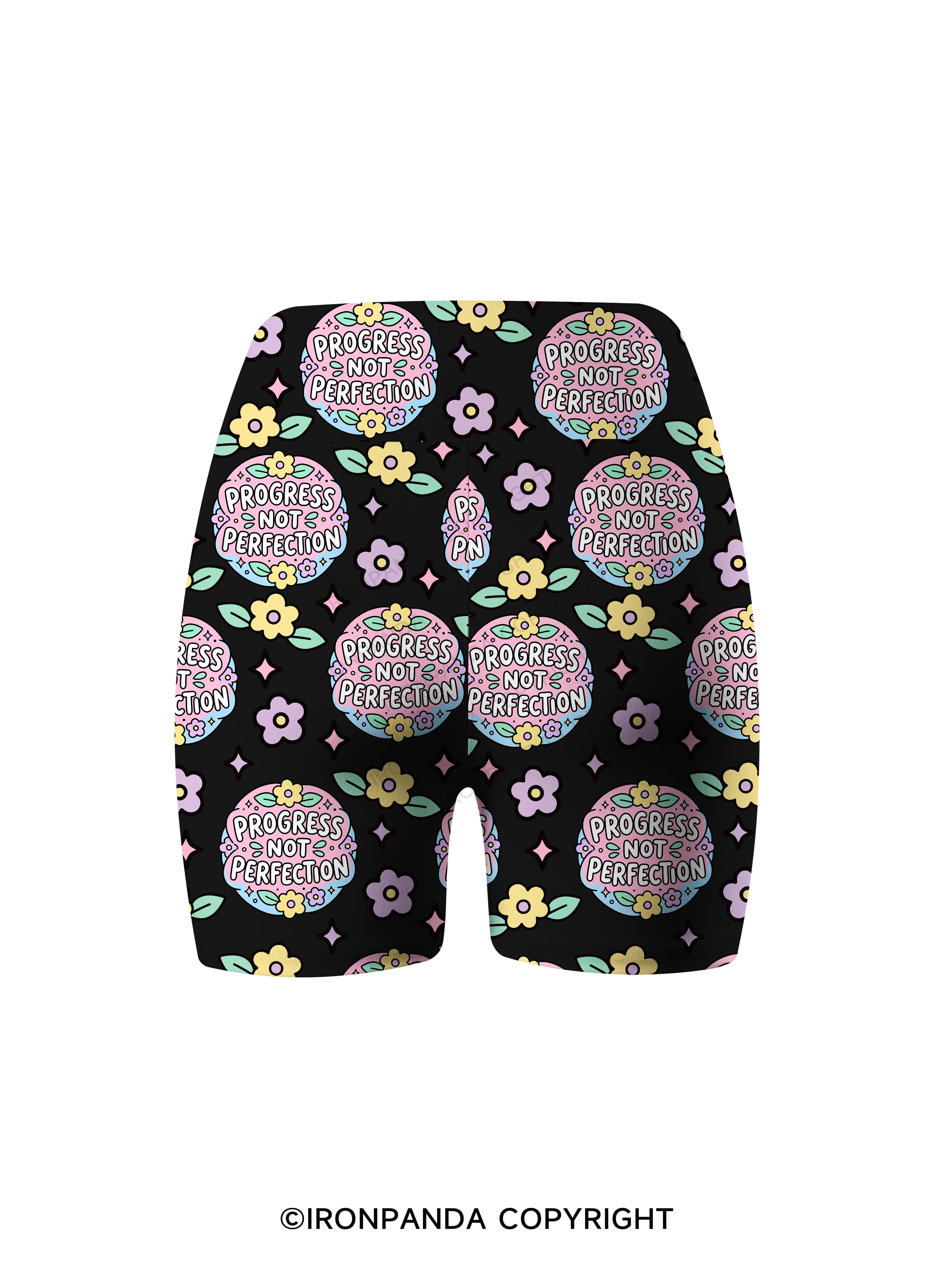 PROGRESS NOT PERFECTION Printed Yoga Cycling Shorts