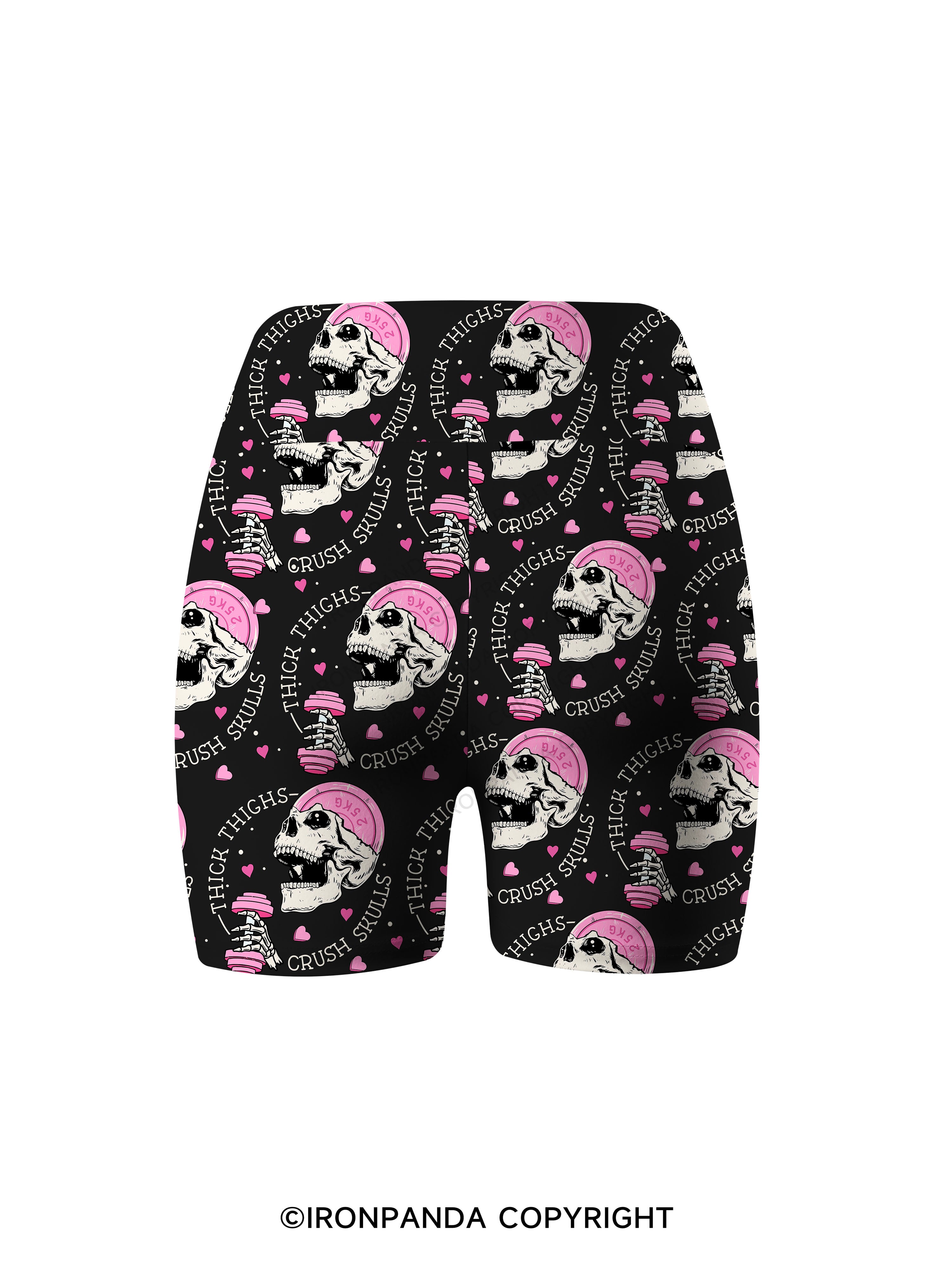 THICK THIGHS CRUSH SKULLS Printed Yoga Cycling Shorts