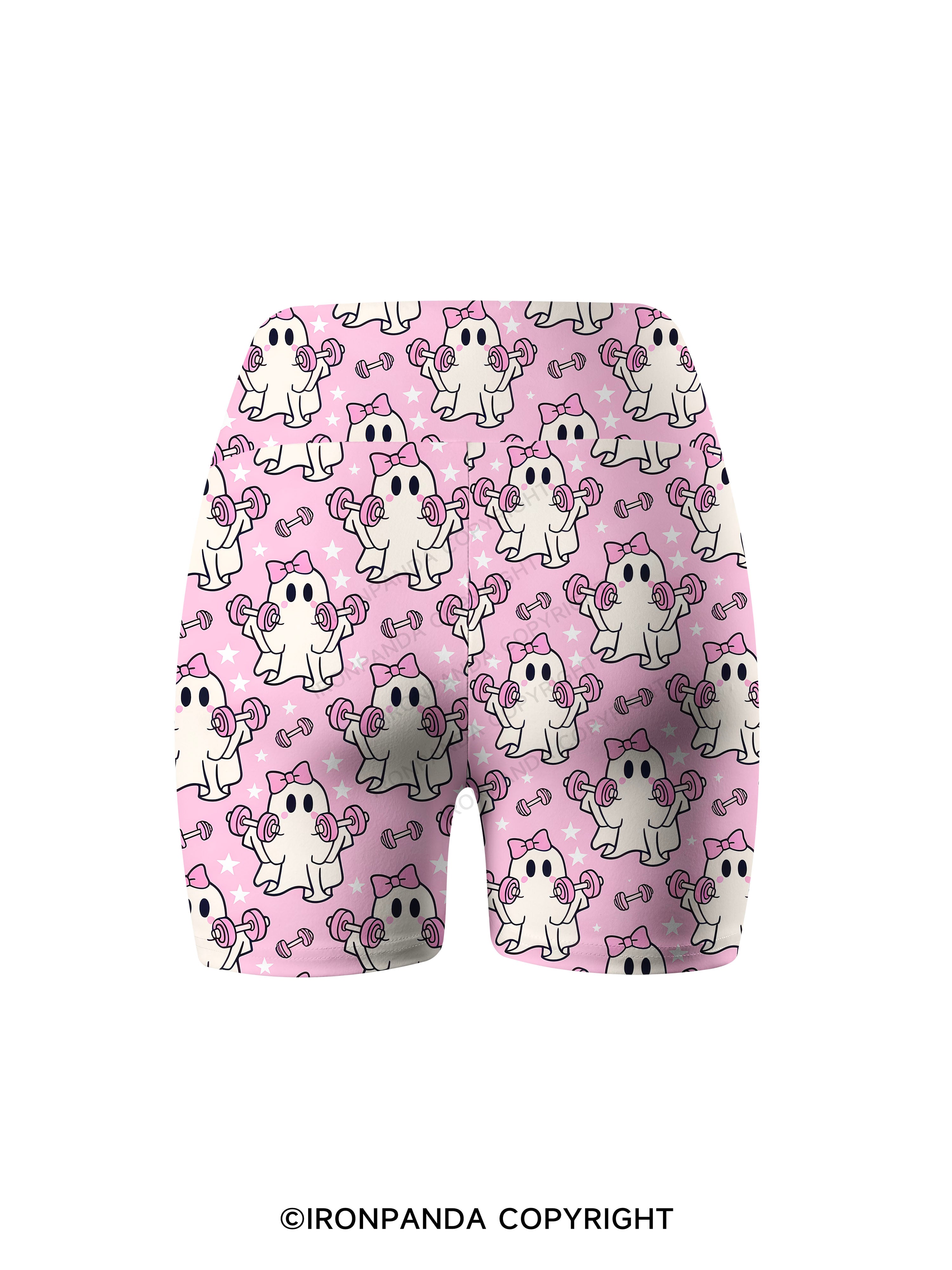 Pink Bow Workout Ghost Printed Yoga Cycling Shorts