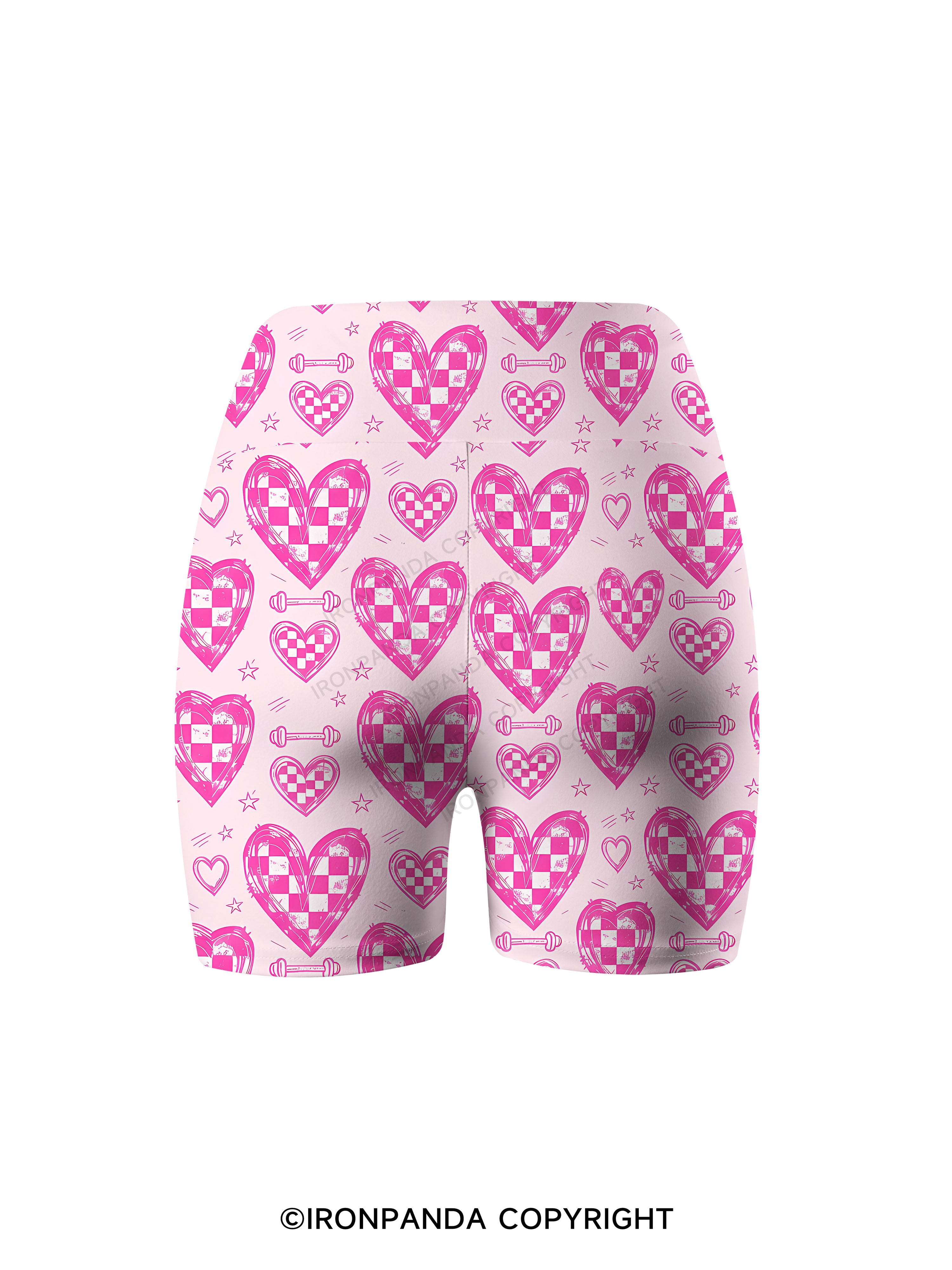 Check Heart Gym Printed Yoga Cycling Shorts