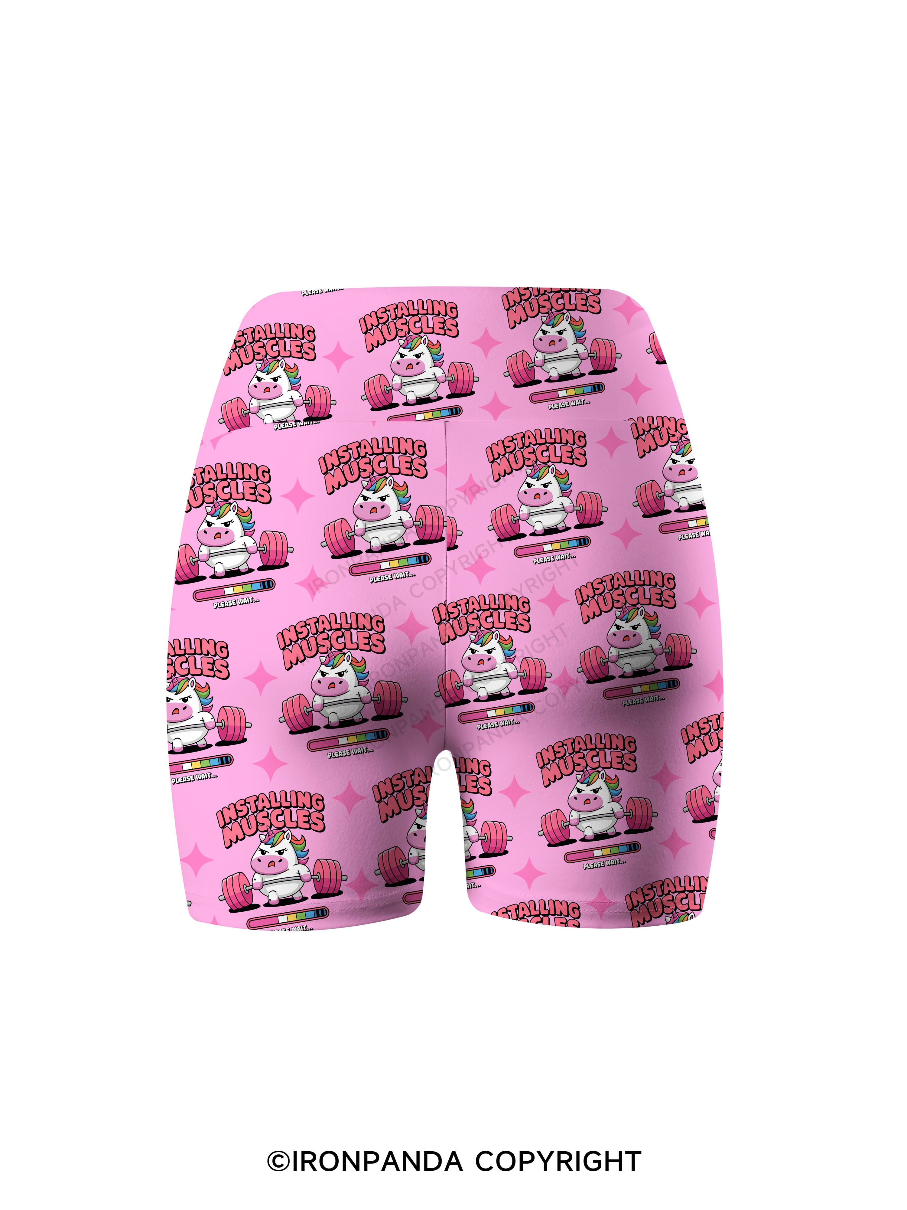 installing muscles unicorn Printed Yoga Cycling Shorts