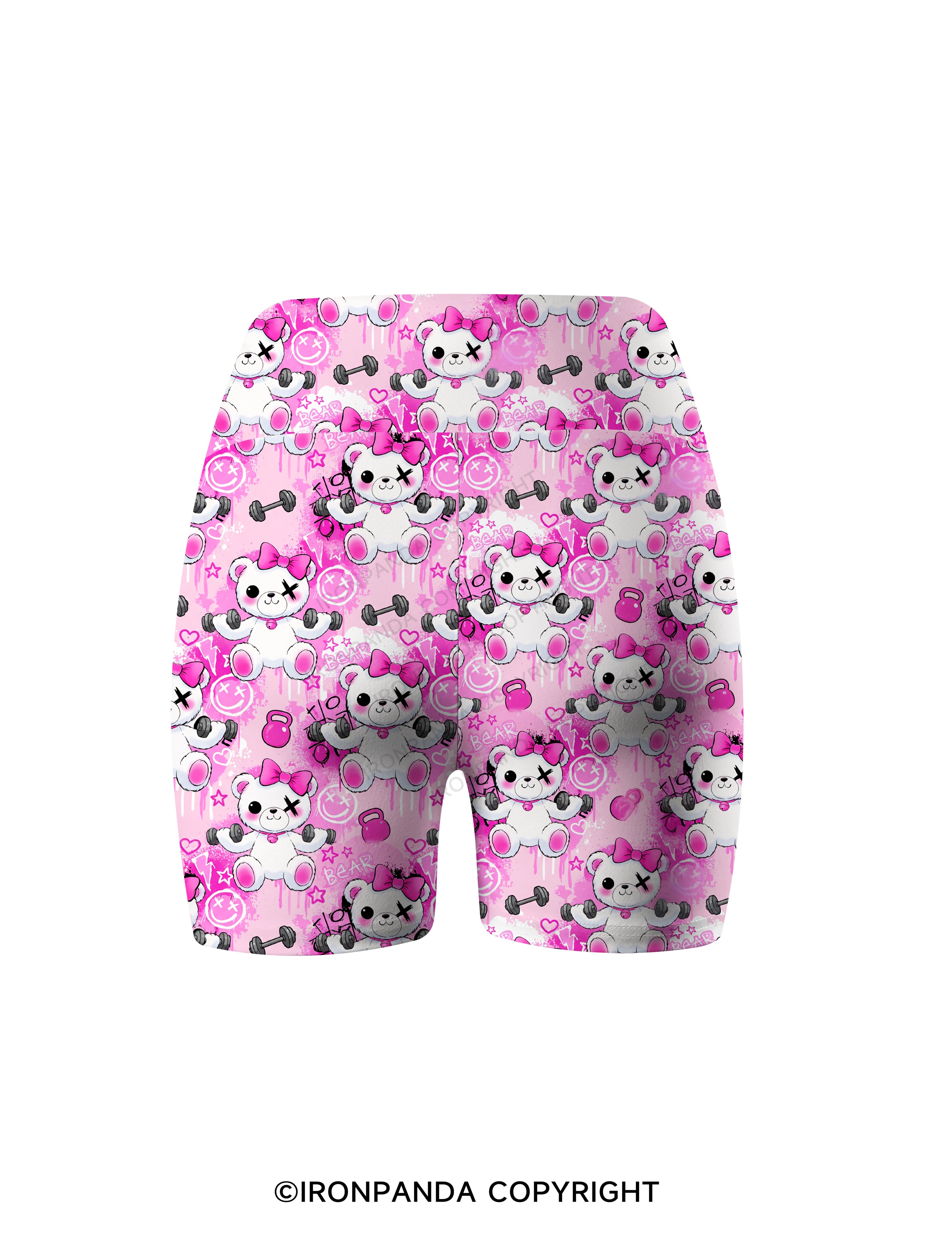 Lifting Bear Printed Yoga Cycling Shorts