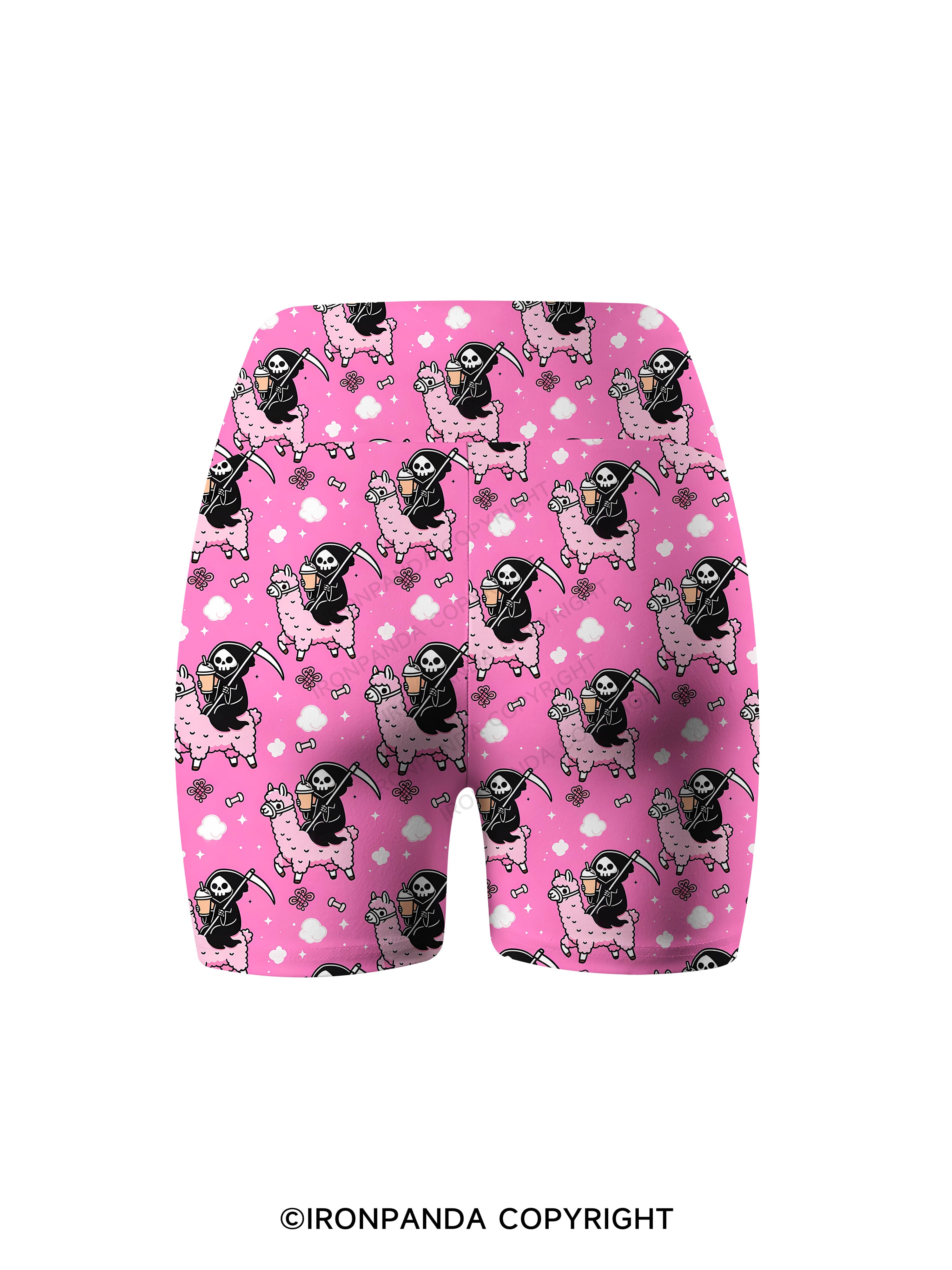 Spooky Cute Alpaca Gym Printed Yoga Cycling Shorts