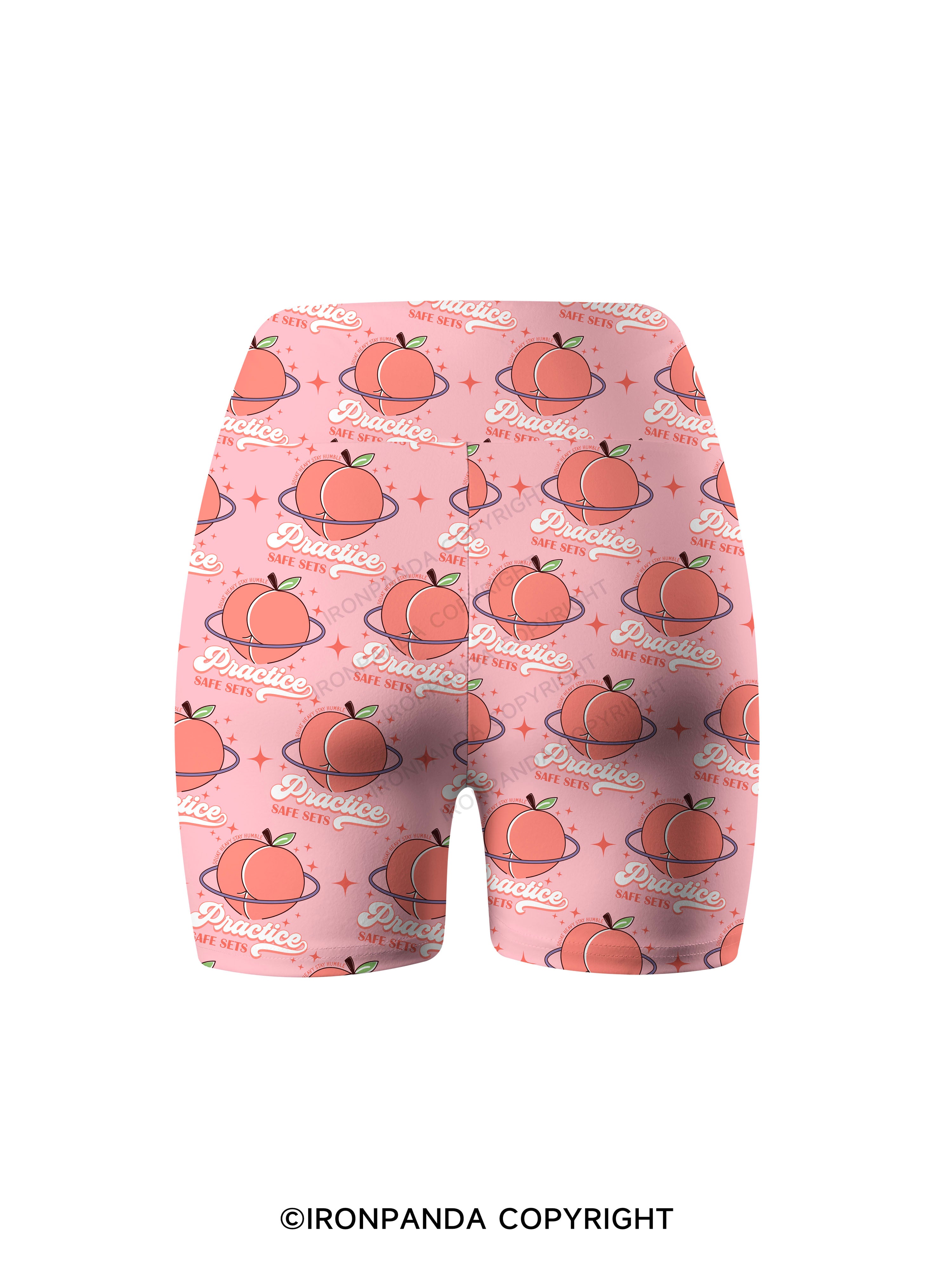 Practice Safe Sets Workout Printed Yoga Cycling Shorts