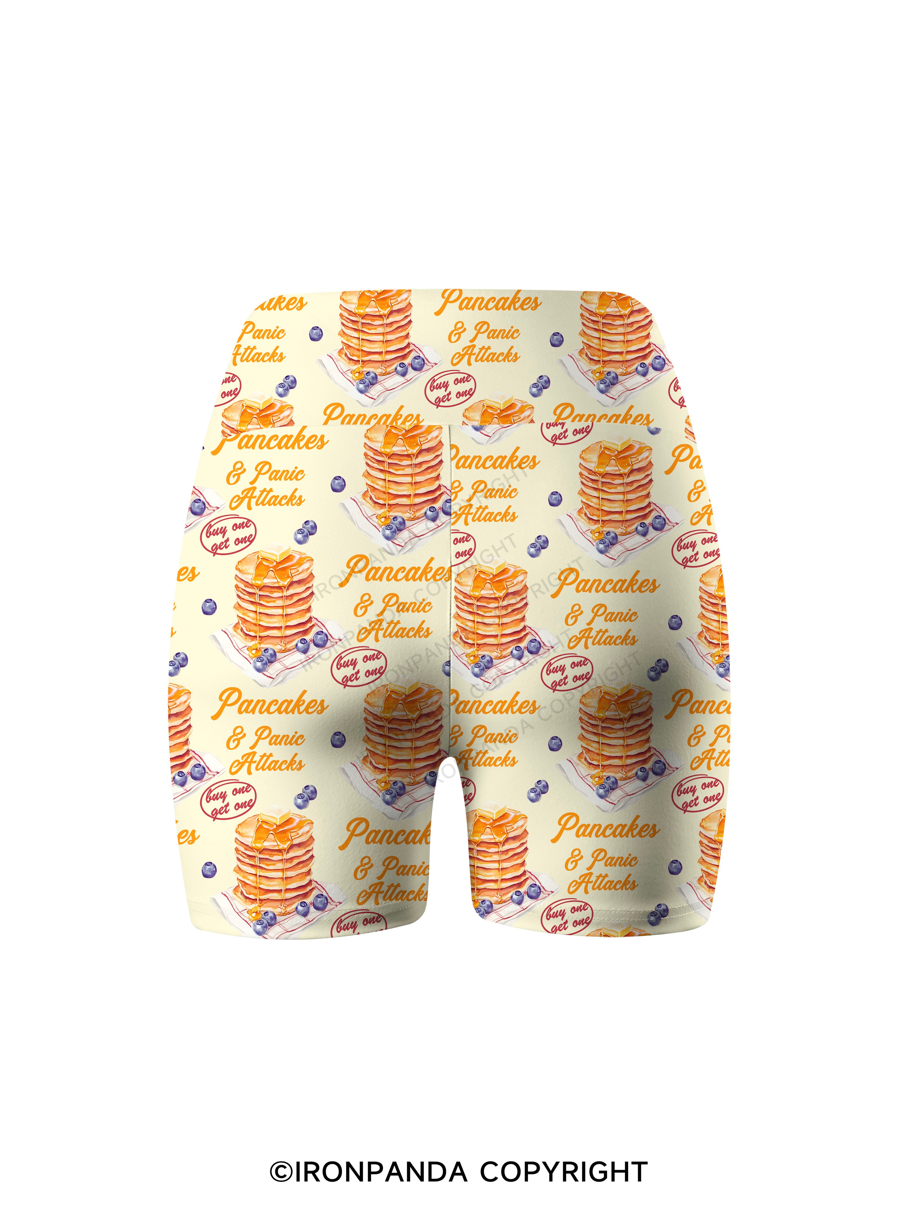 Pancakes & Panic Attacks Gym Printed Yoga Cycling Shorts