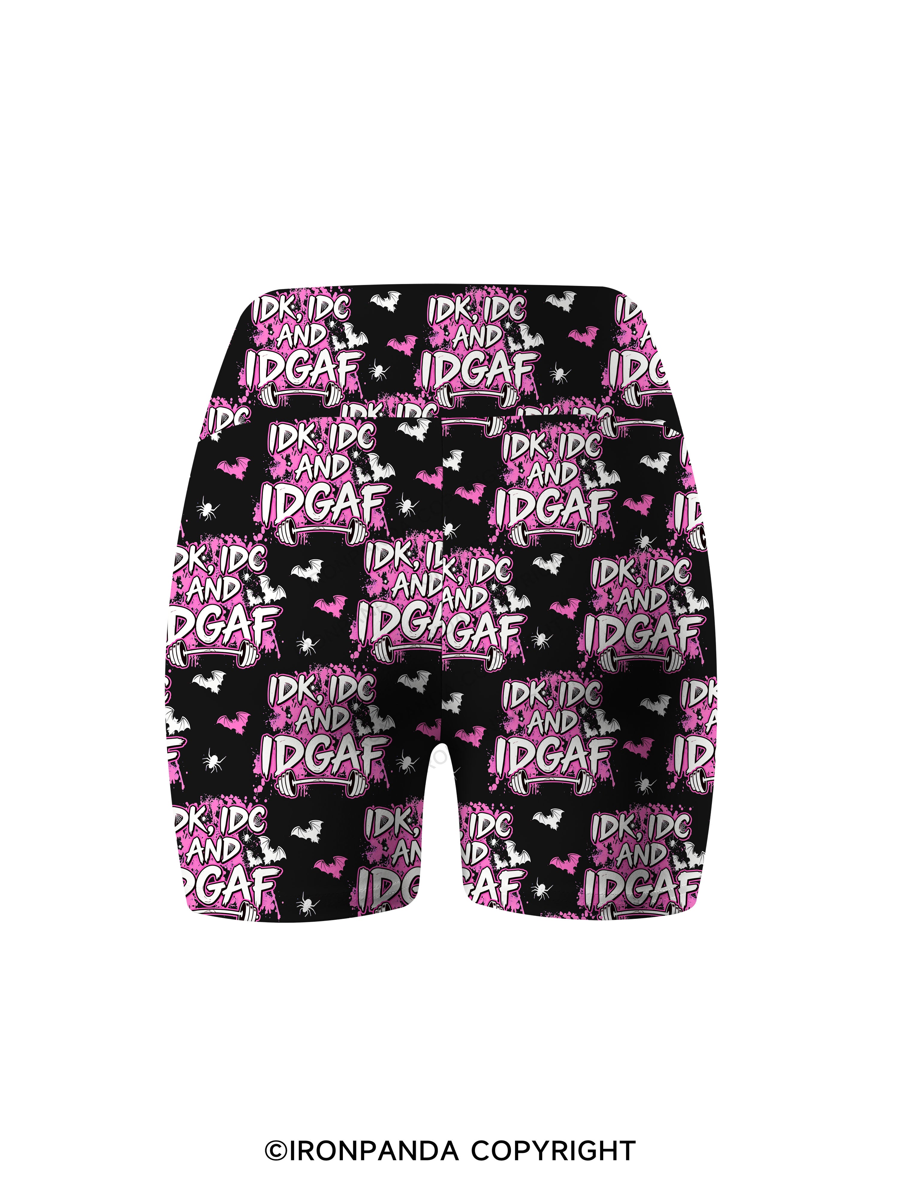 IDK, IDC AND IDGAF Printed Yoga Cycling Shorts