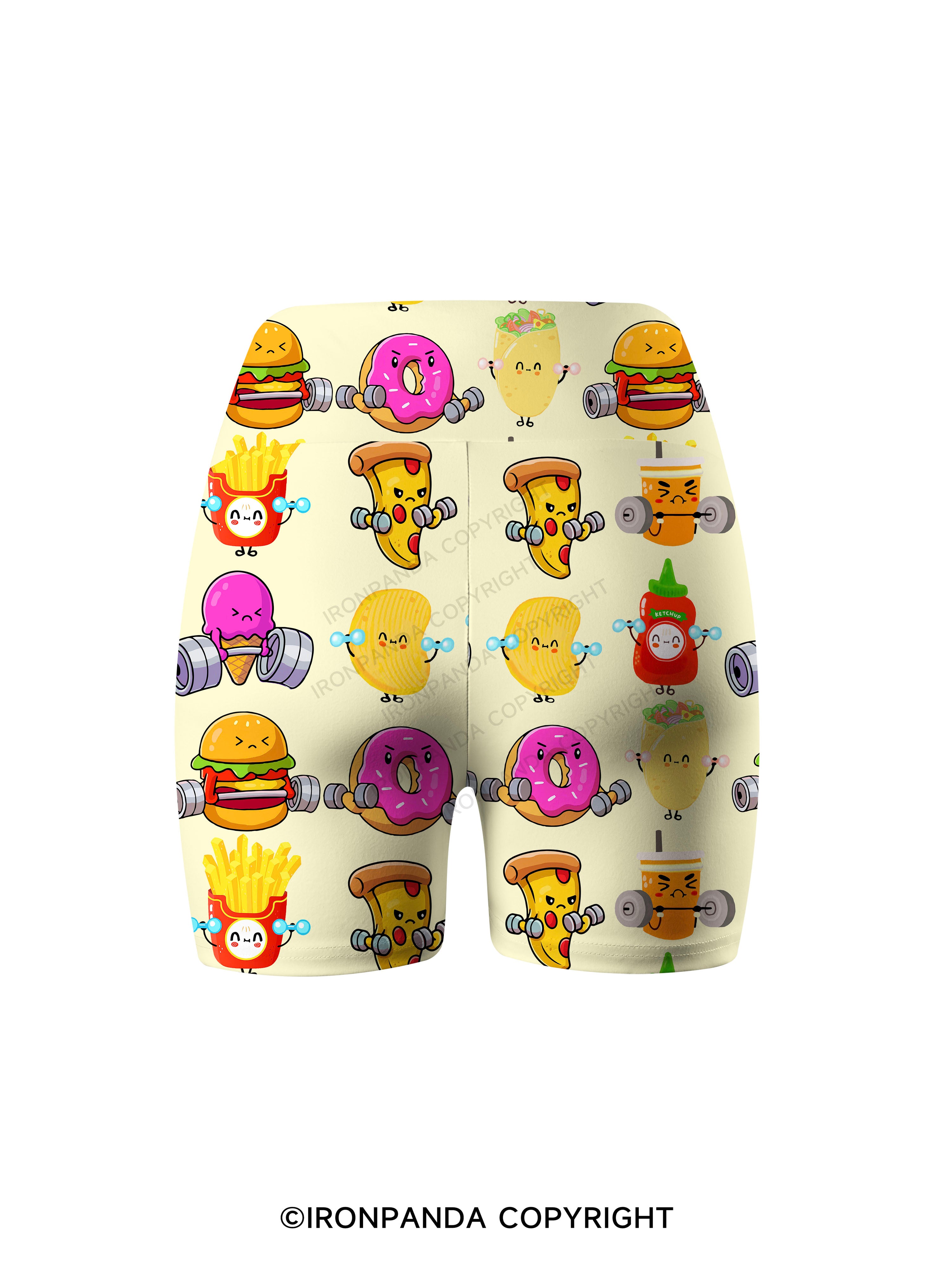 Fast Food Lifting Printed Yoga Cycling Shorts