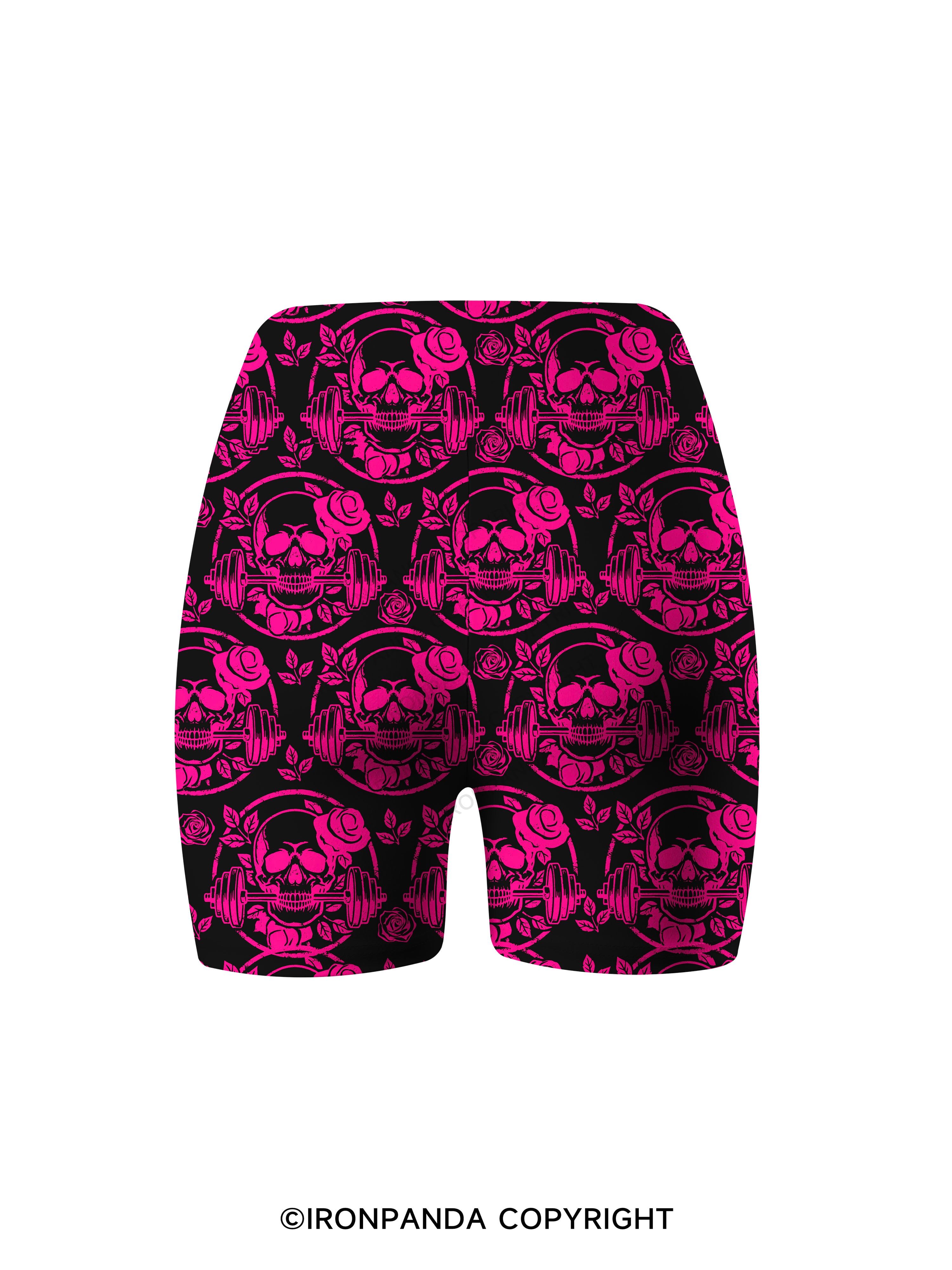 DEADLY BLOSSOM SKELETON Printed Yoga Cycling Shorts