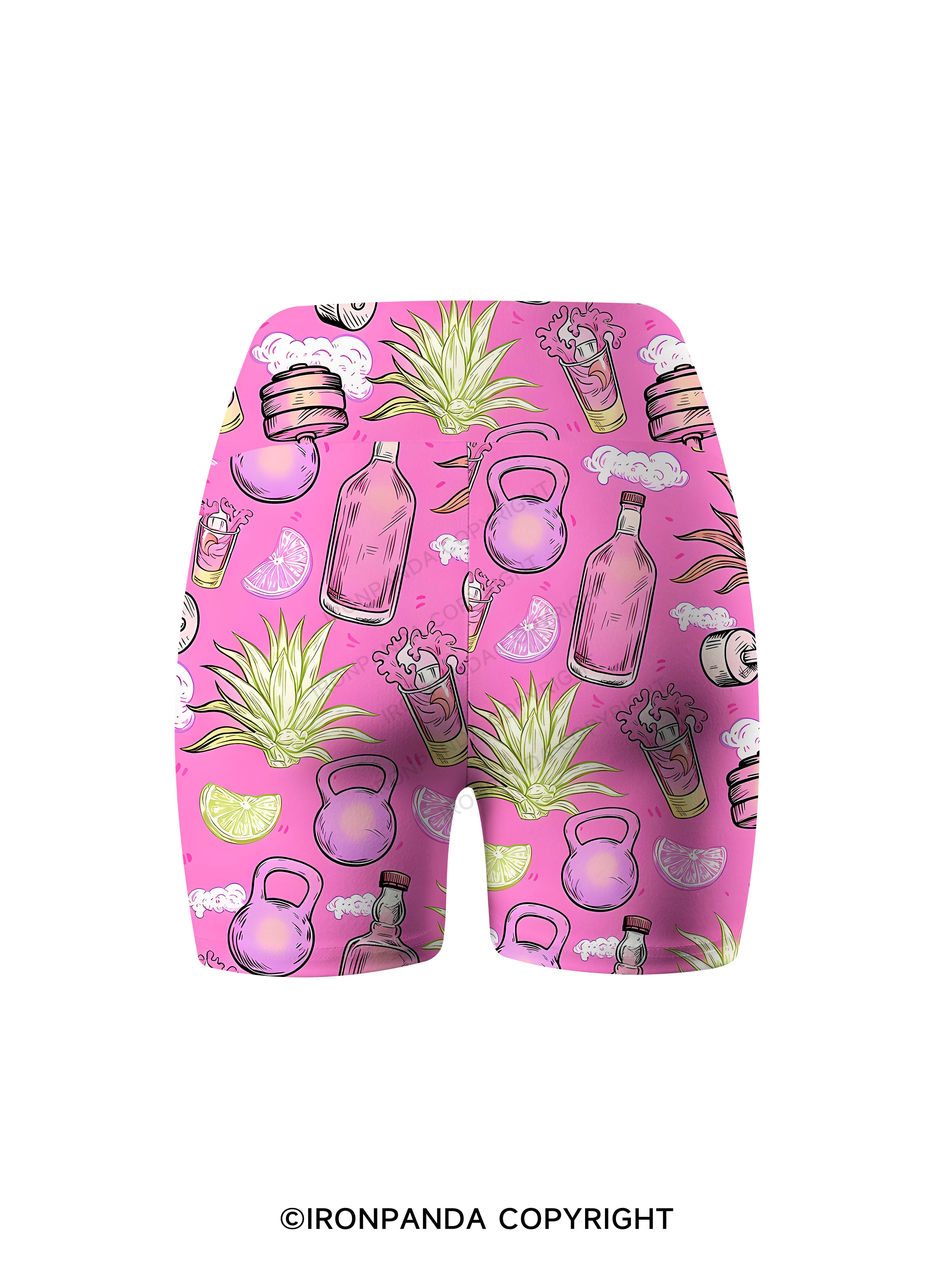 Pink Margarita Printed Yoga Cycling Shorts