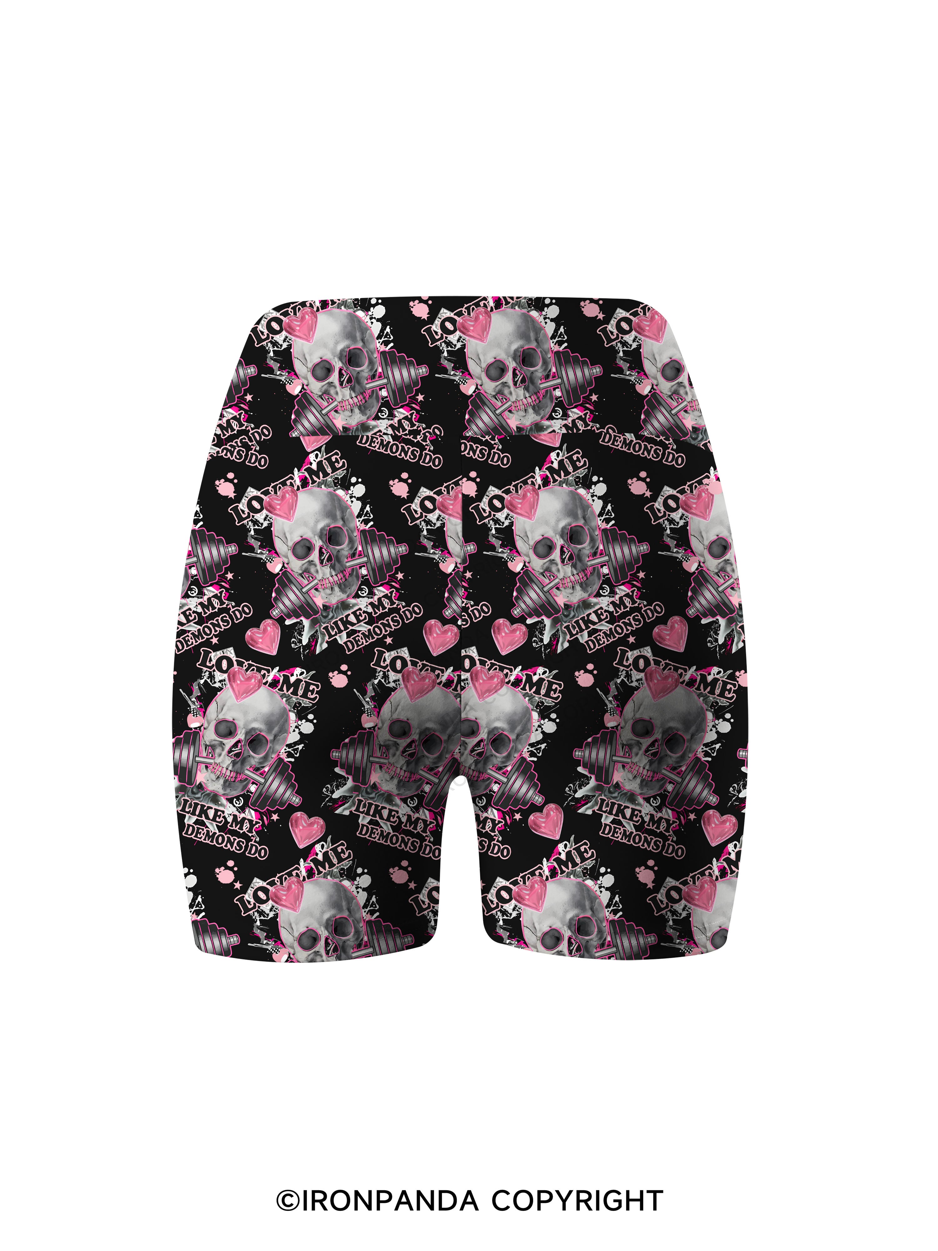 LOVE ME LIKE MY DEMONS DO Printed Yoga Cycling Shorts