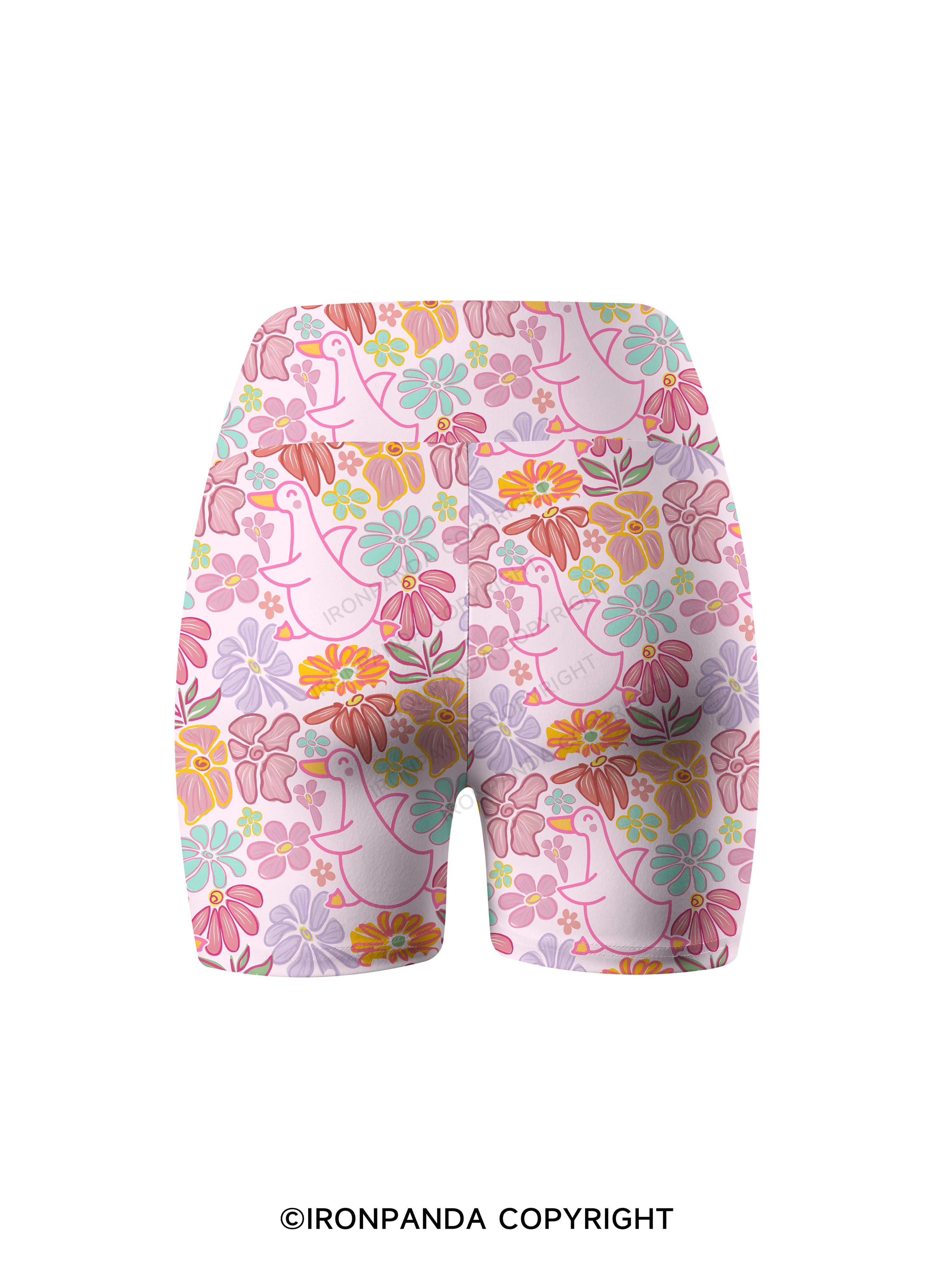 loral Happy Duck Printed Yoga Cycling Shorts