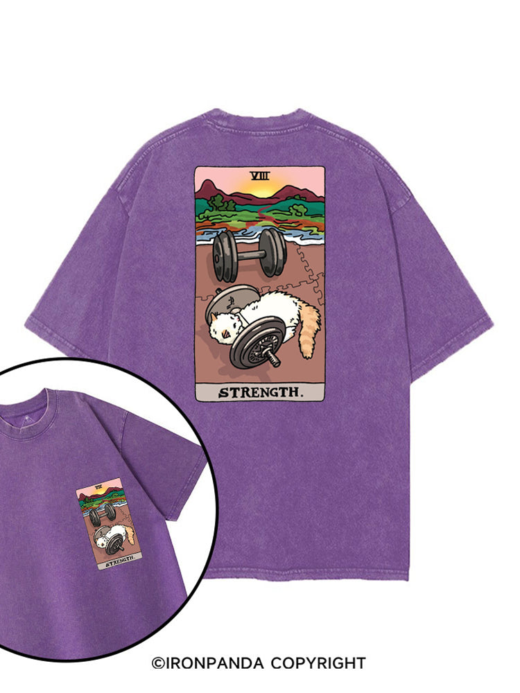 STRENGTH TAROT FUNNY GYM KITTY printed Gym Shirt