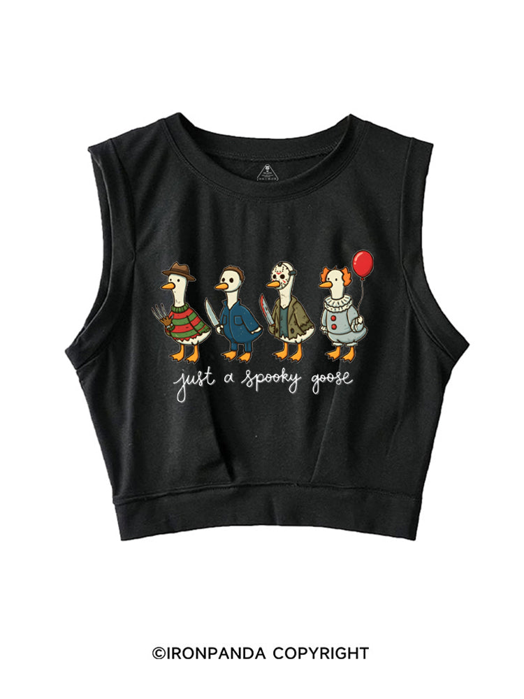 Spooky Goose just a spooky goose SLEEVELESS CROP TOPS