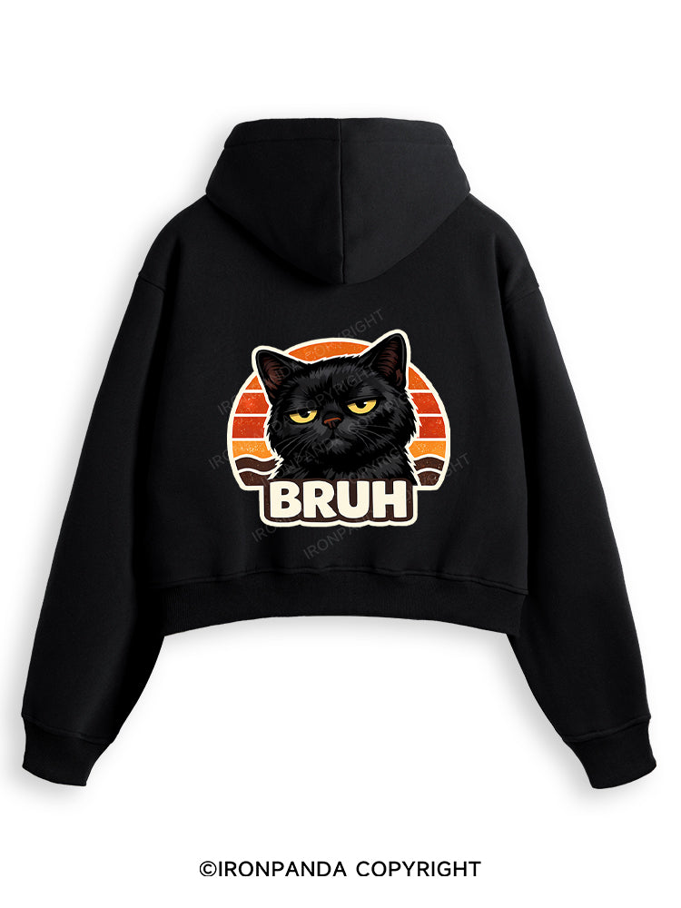 BRUH Fleece Crop Zip Up Hoodie