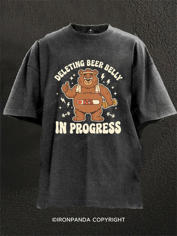 Deletin Beer Belly In Progress Funny Fitness Washed Gym Shirt