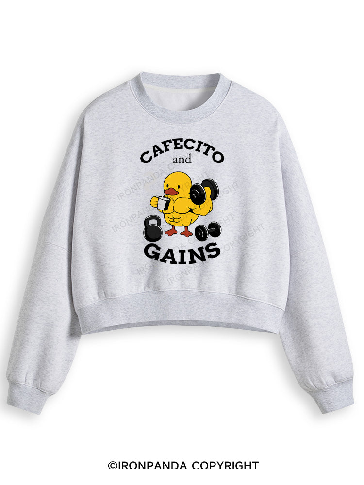 CAFECITO AND GAINS Fleece Crop Sweatshirt