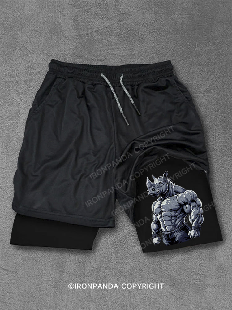 Muscular Rhino Bodybuilder Performance Training Shorts