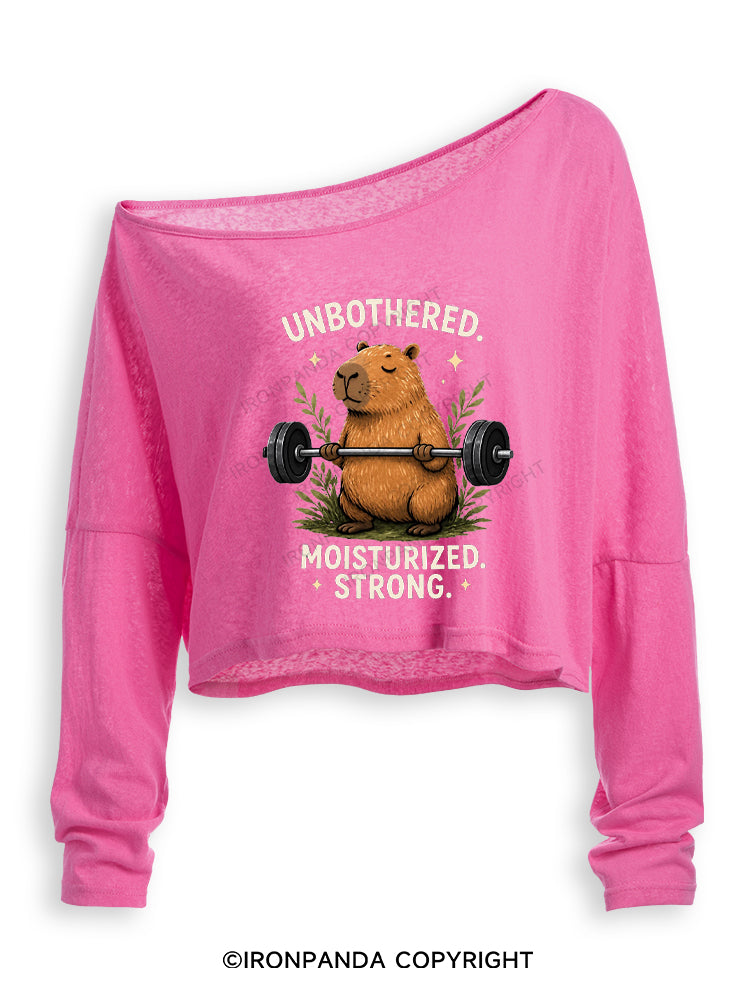 Unbothered. Moisturized. Strong Off Shoulder Long Sleeve Crop Top