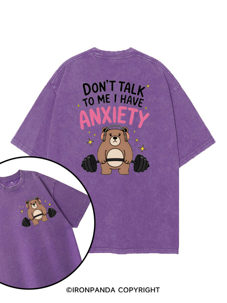 Bear Lifting Weights Anxiety printed Gym Shirt