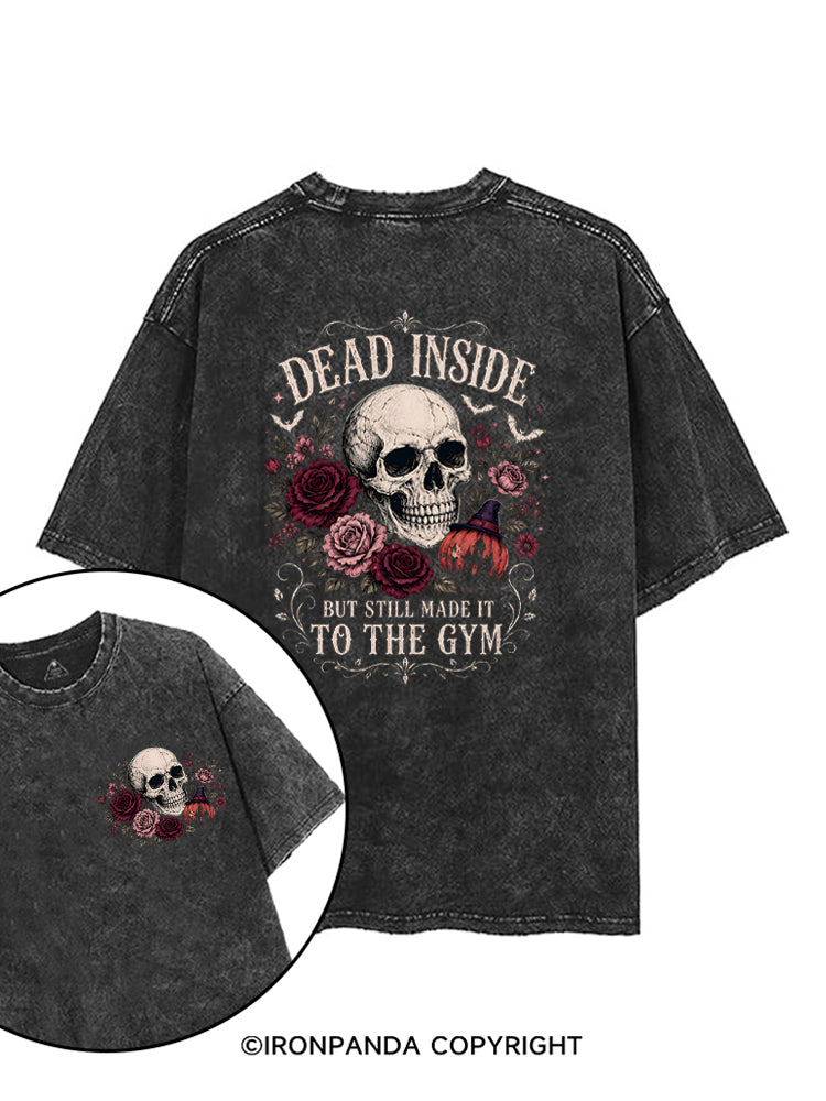 Dead Inside But Still Made It to the Gym Halloween Skeleton printed Gym Shirt