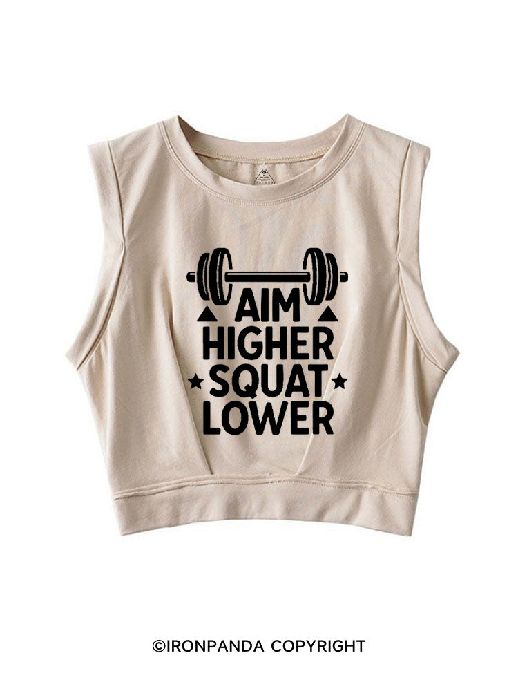 AIM HIGHER SQUAT LOWER POSITIVE GYM SLEEVELESS CROP TOPS