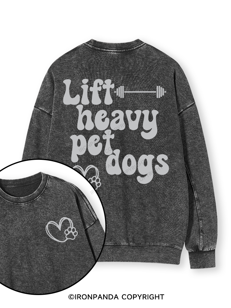 Lift Heavy Pet Dogs Letter Double-Sided Printed Washed Sweatshirt