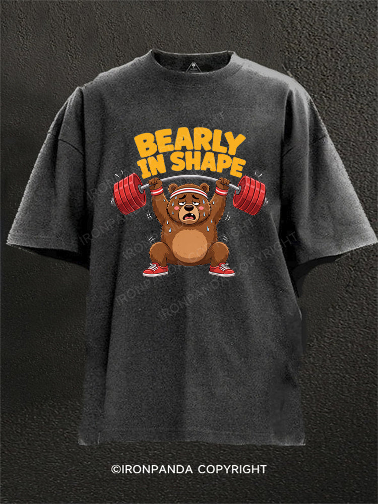 Funny Bear Workout Bearly In Shape Washed Gym Shirt