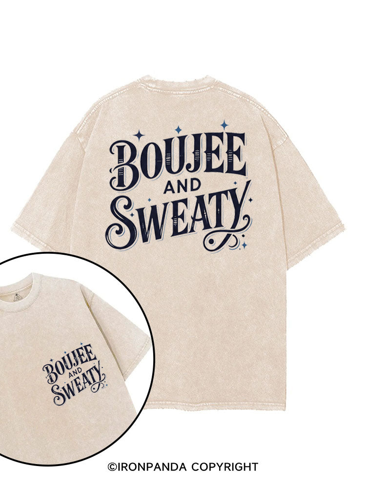 BOUJEE AND SWEATY printed Gym Shirt