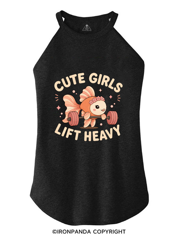 CUTE GIRLS LIFT HEAVY FISH ROCKER COTTON TANK