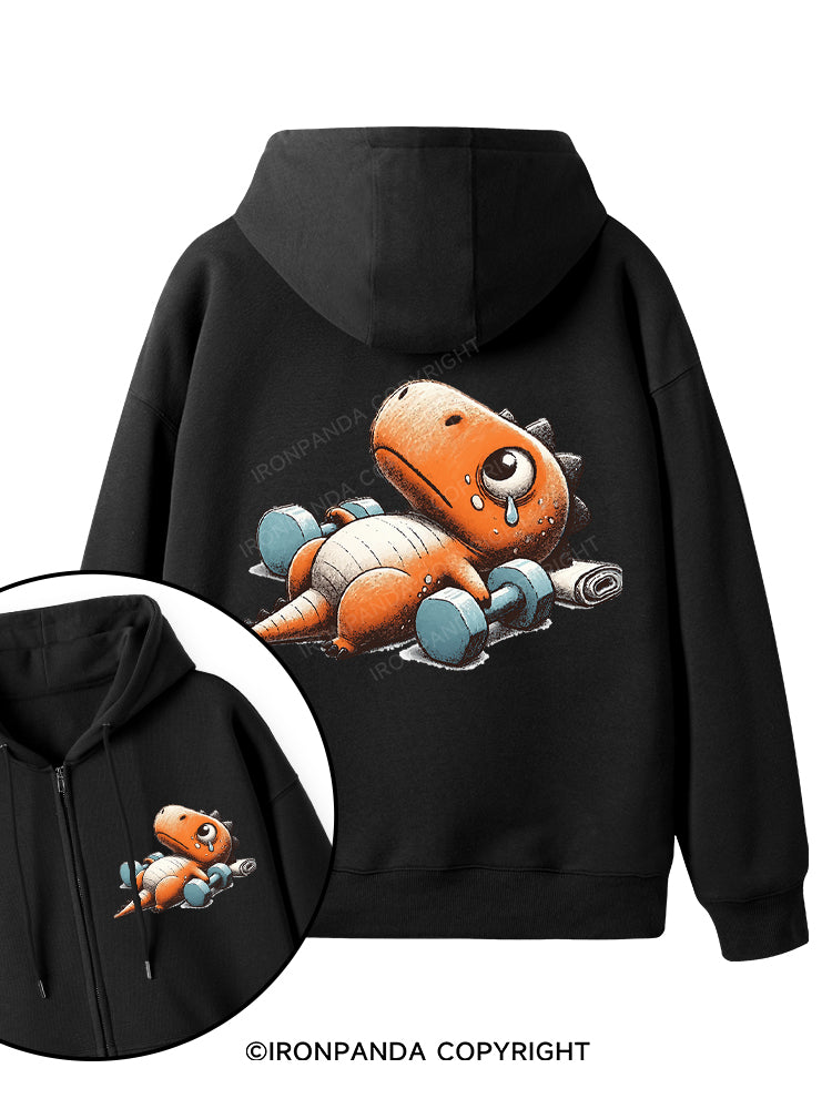 Dino-Sore After Workout Double-Sided Printed Fleece Zip Up Hoodie