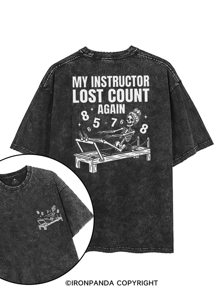 MY INSTRUCTOR LOST COUNT AGAIN SKELETON REFORMER printed Gym Shirt