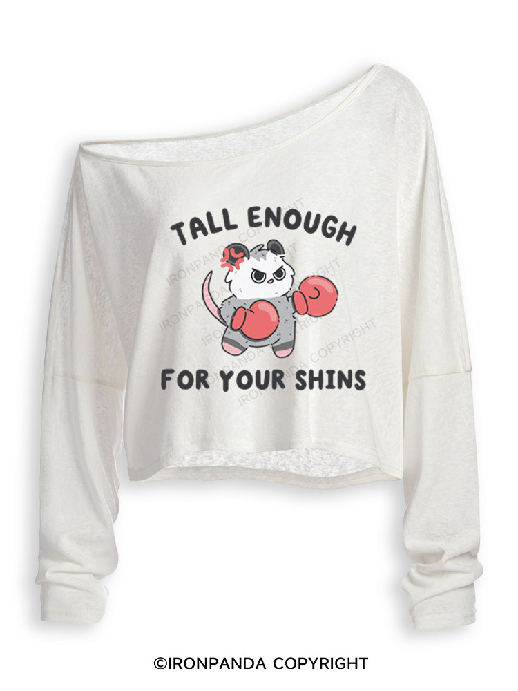 Tall Enough For Your Shins Possum Off Shoulder Long Sleeve Crop Top
