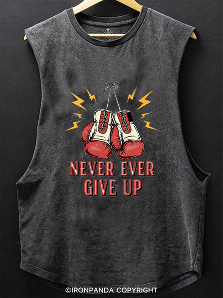Never Give Up Boxing Gloves Scoop Bottom Cotton Tank