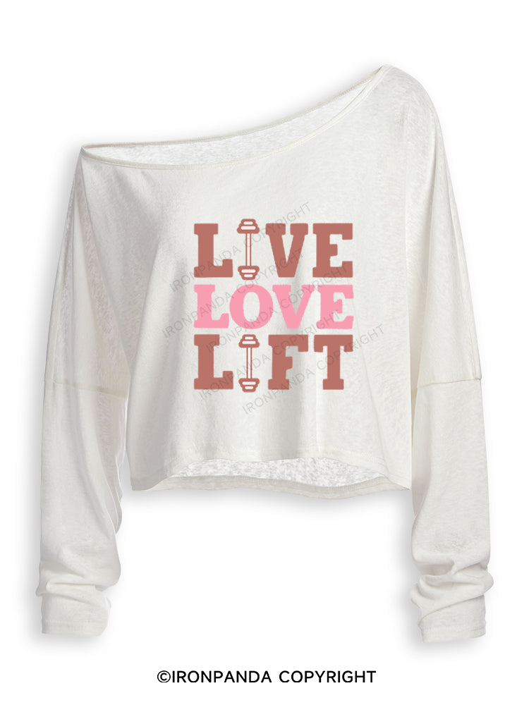LIVE LOVE LIFT WORKOUT Off Shoulder Long Sleeve Crop Top