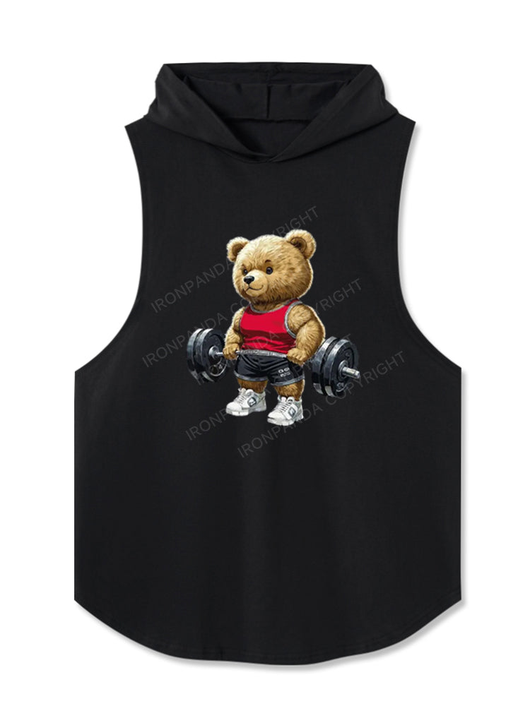 Funny Weightlifting Bear Hooded Tank