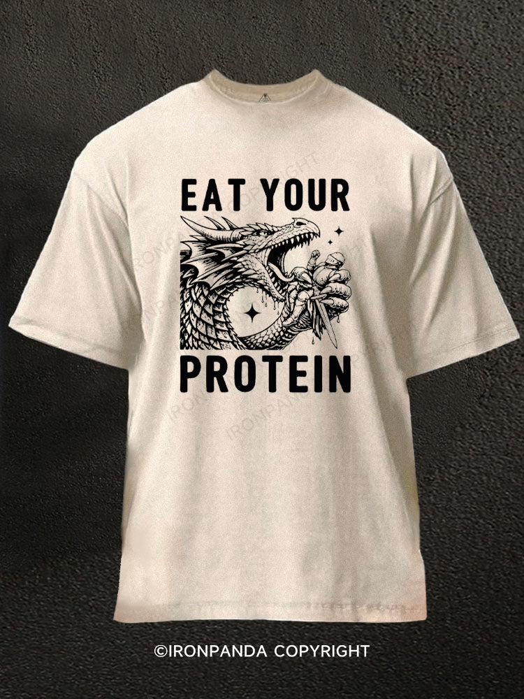 Eat Your Protein Washed Gym Shirt
