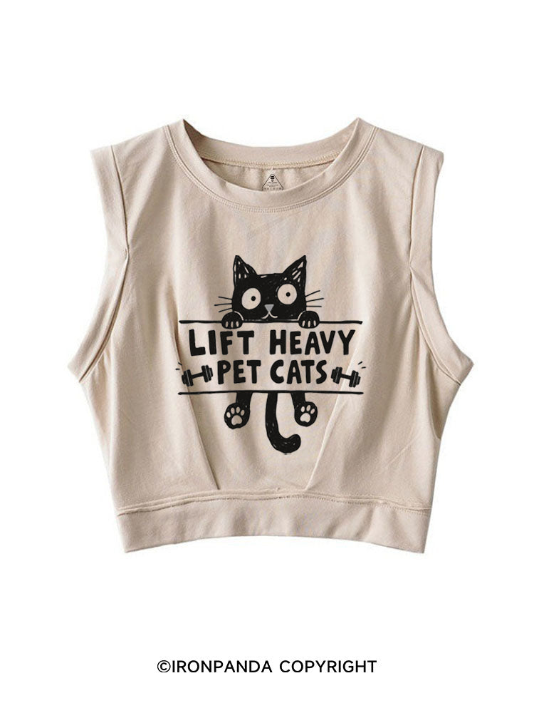 LIFT HEAVY PET CATS GYM KITTY SLEEVELESS CROP TOPS