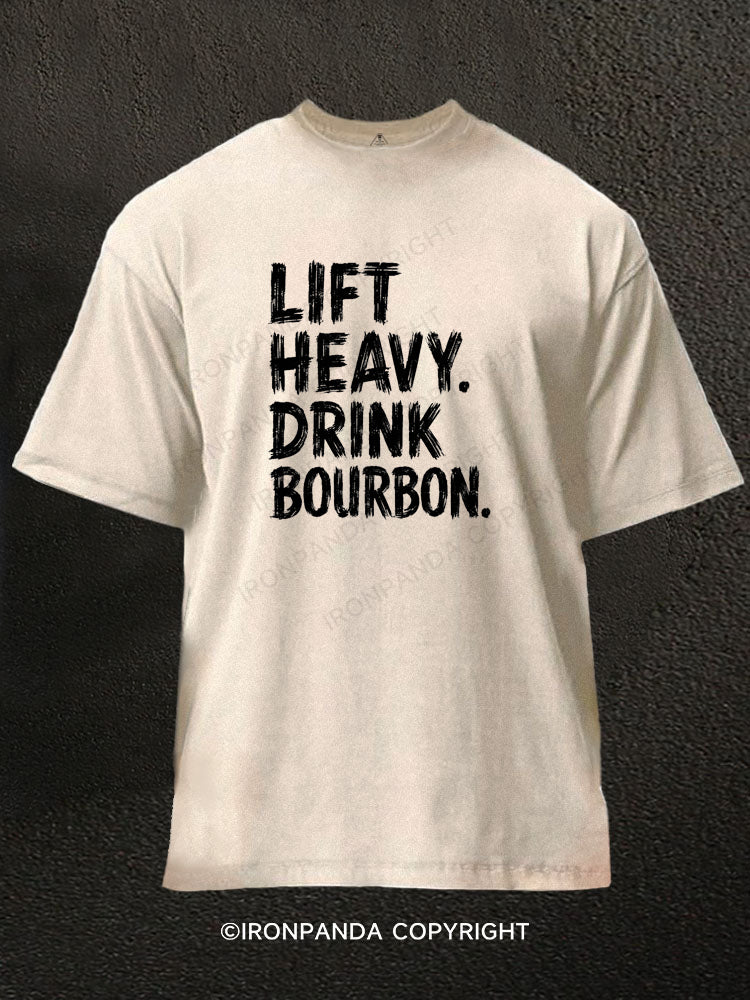 Lift Heavy Drink Bourbon Washed Gym Shirt
