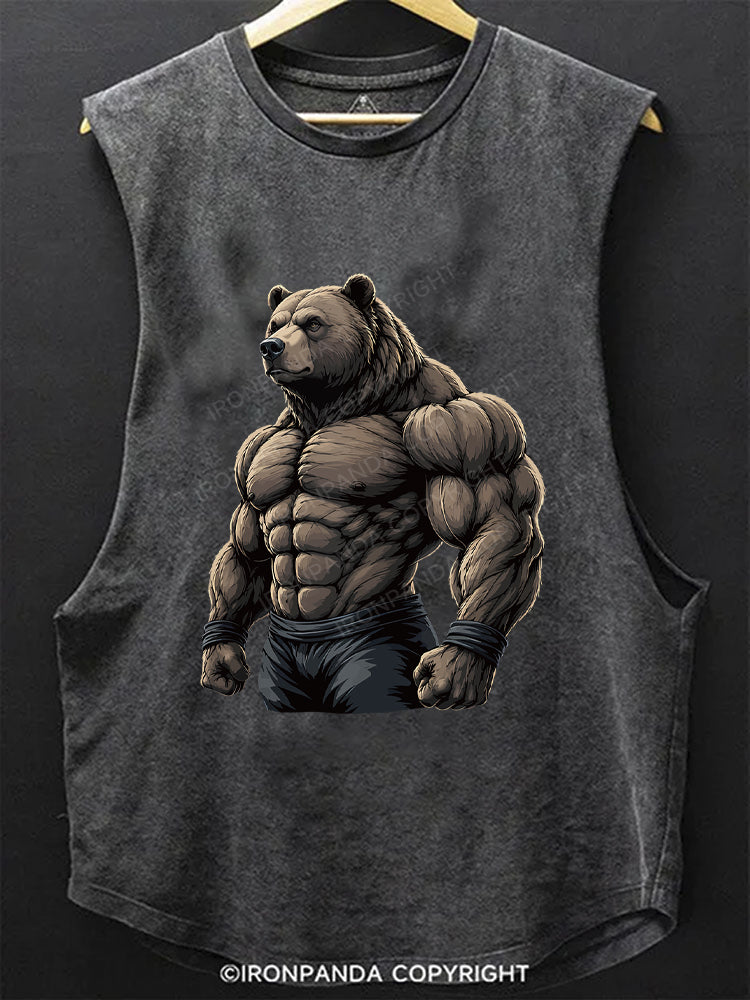 Muscular Bear Bodybuilder Scoop Bottom Cotton Tank