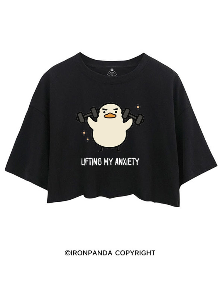 LIFTING MY ANXIETY WEIGHTLIFTING DUCK CROP TOPS