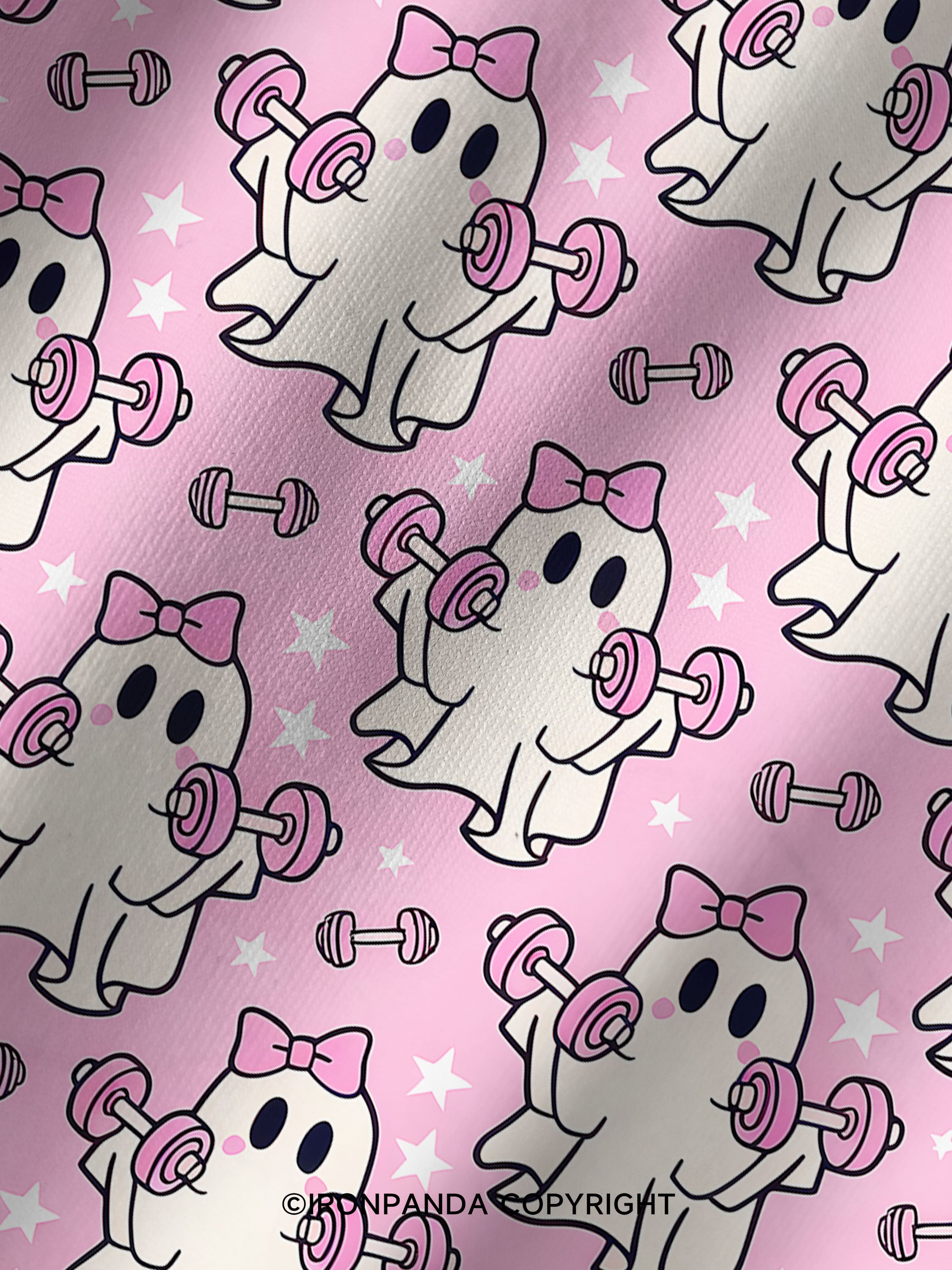 Pink Bow Workout Ghost Printed Yoga Shorts