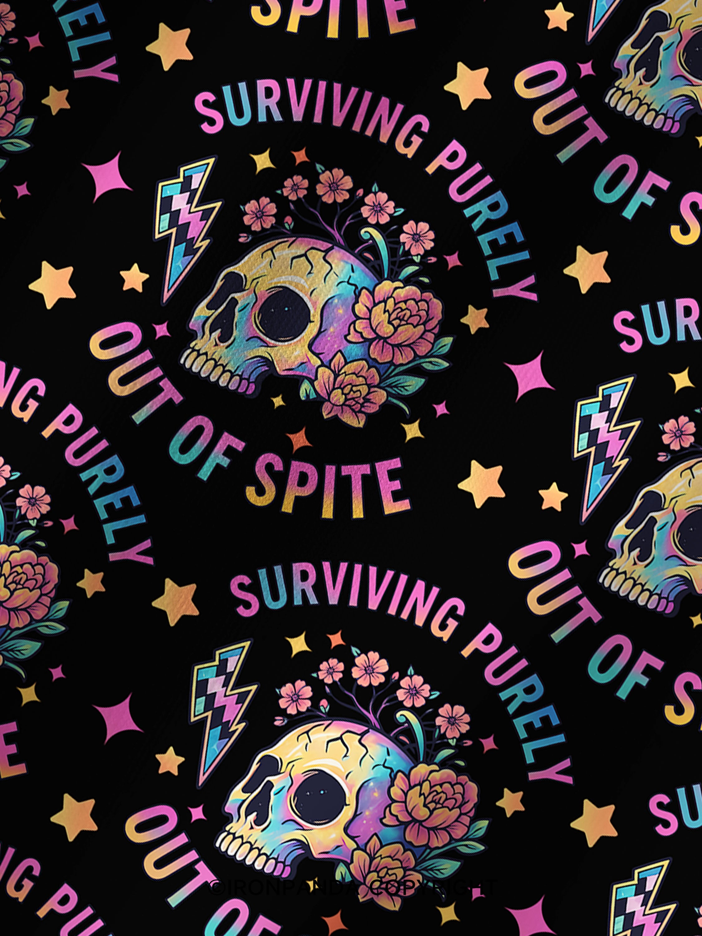 SURVIVING PURELY OUT OF SPITE SKELETON Printed Yoga Shorts