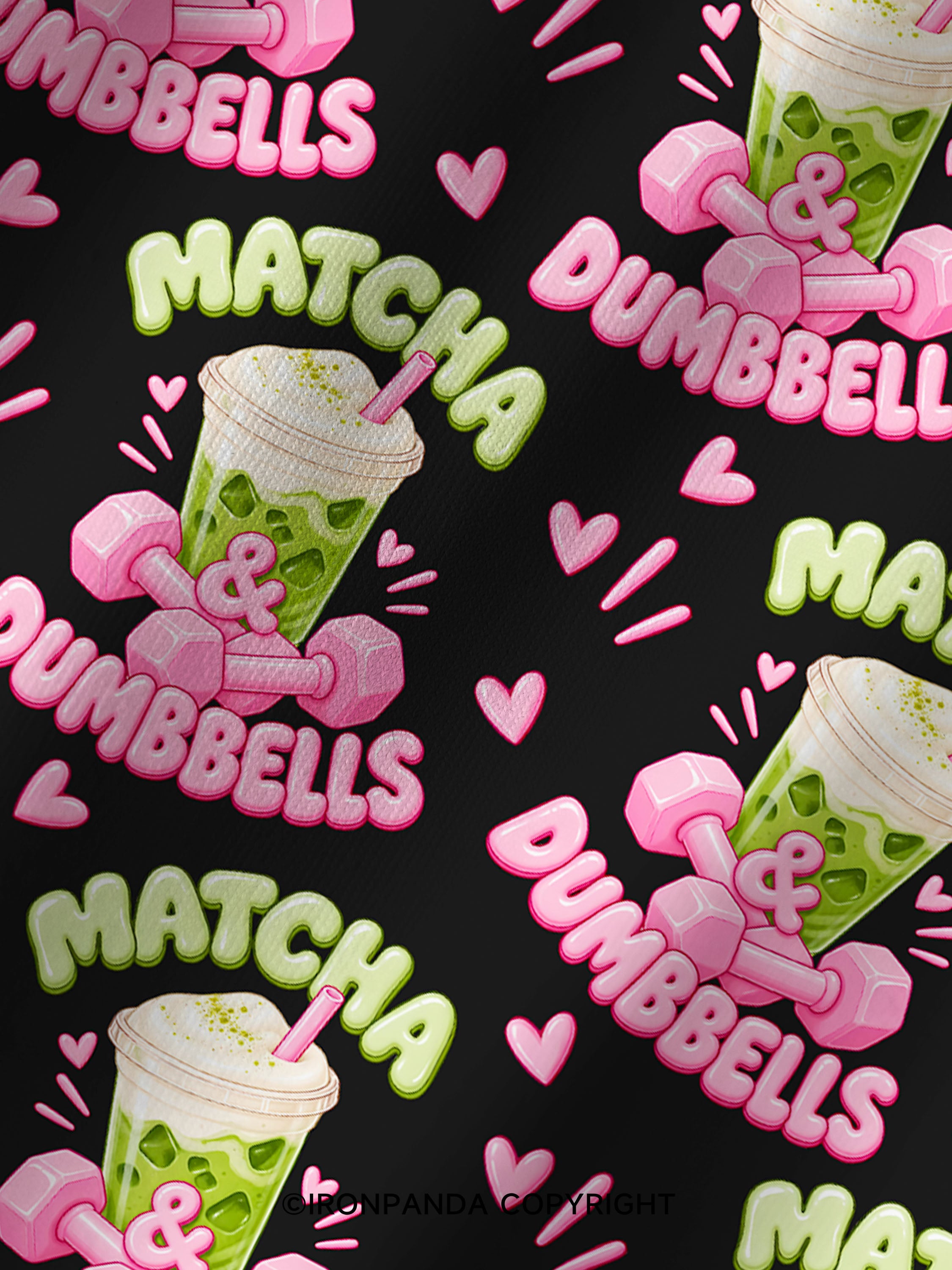 MATCHA & DUMBBELLS MATCHA GYM LOVER Printed Yoga Shorts