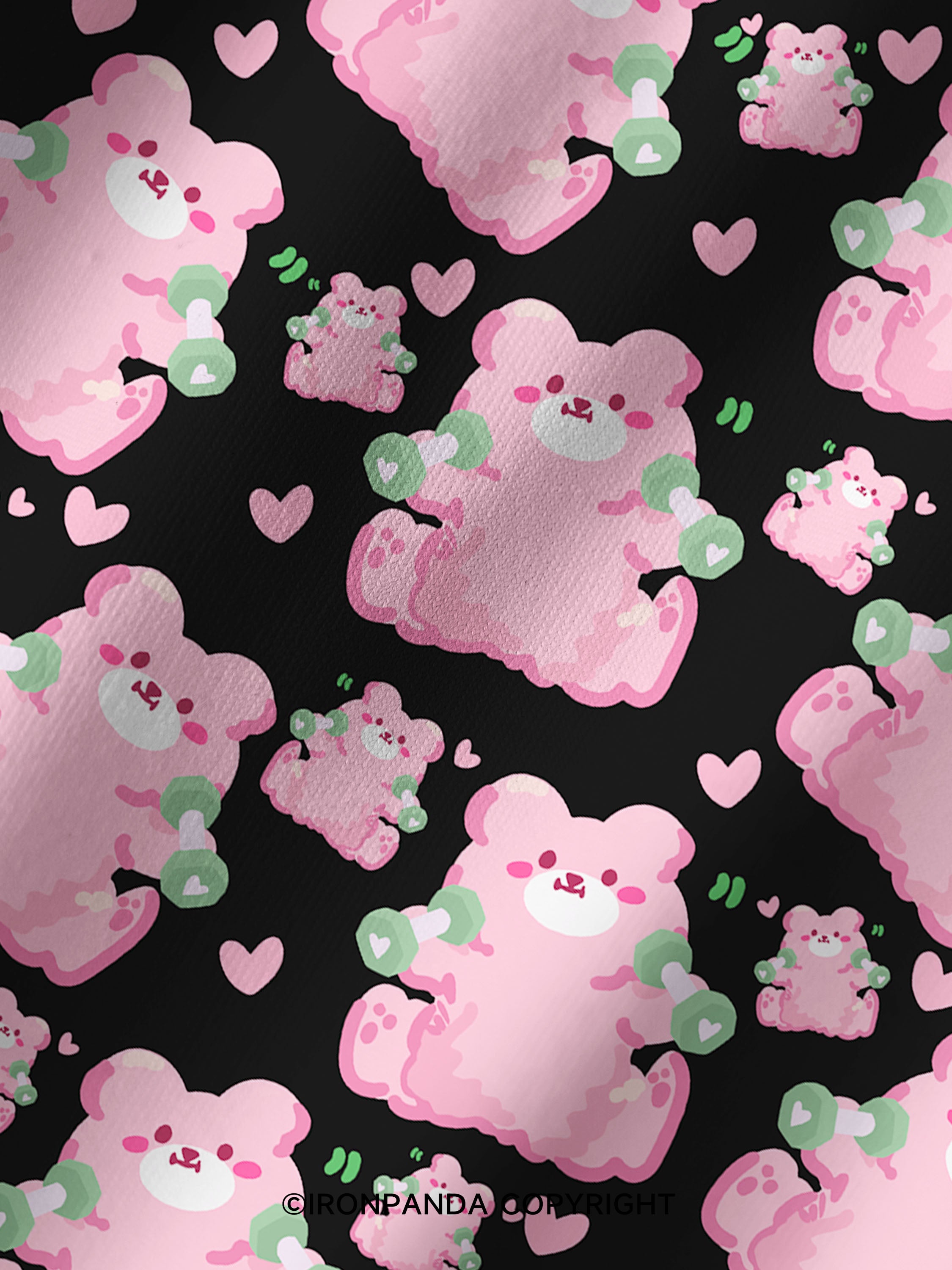 Pink Workout Bears Printed Yoga Shorts
