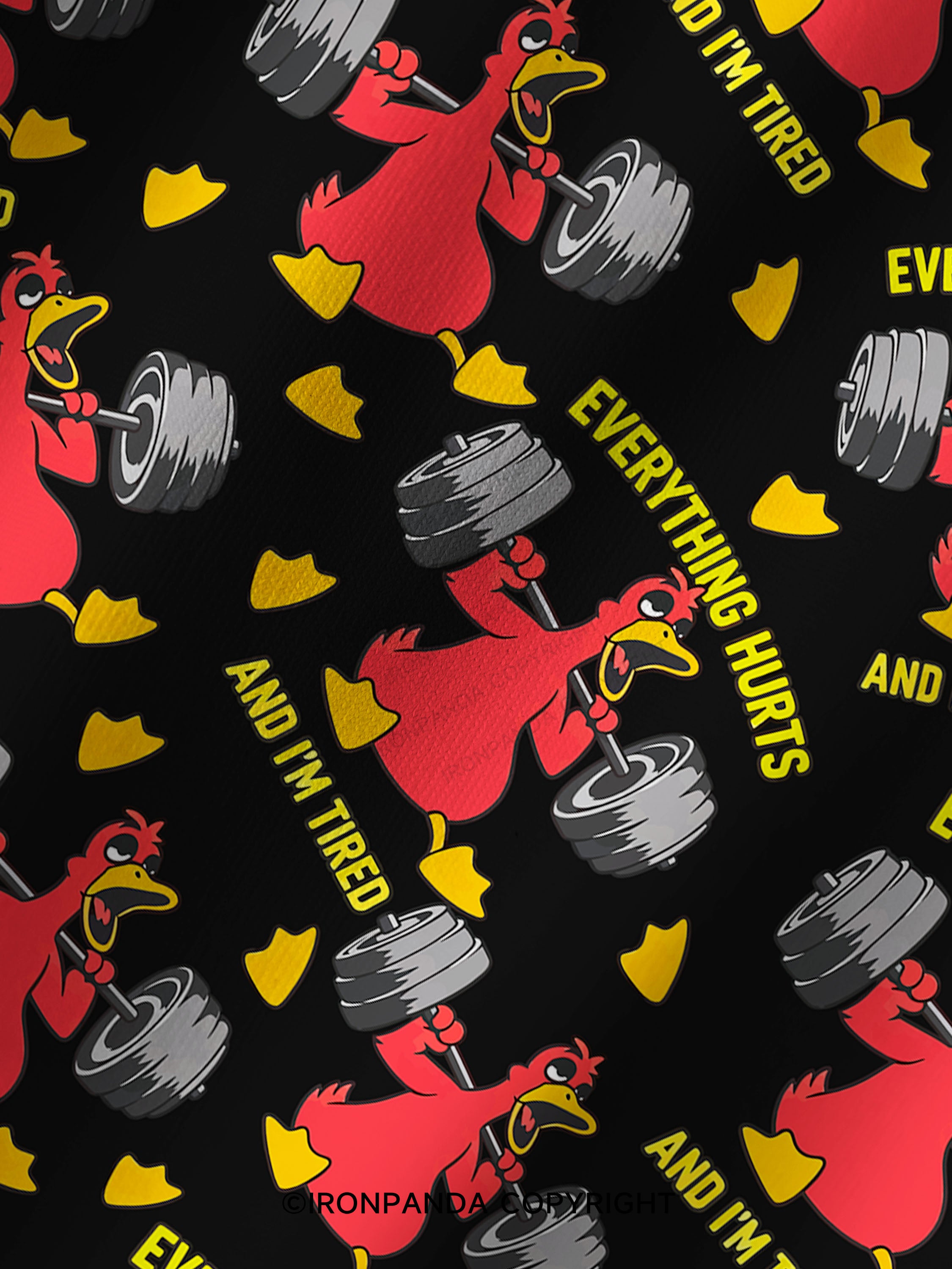 Everthing Hurts And I'm Tired Weightlifting Duck Printed Yoga Shorts