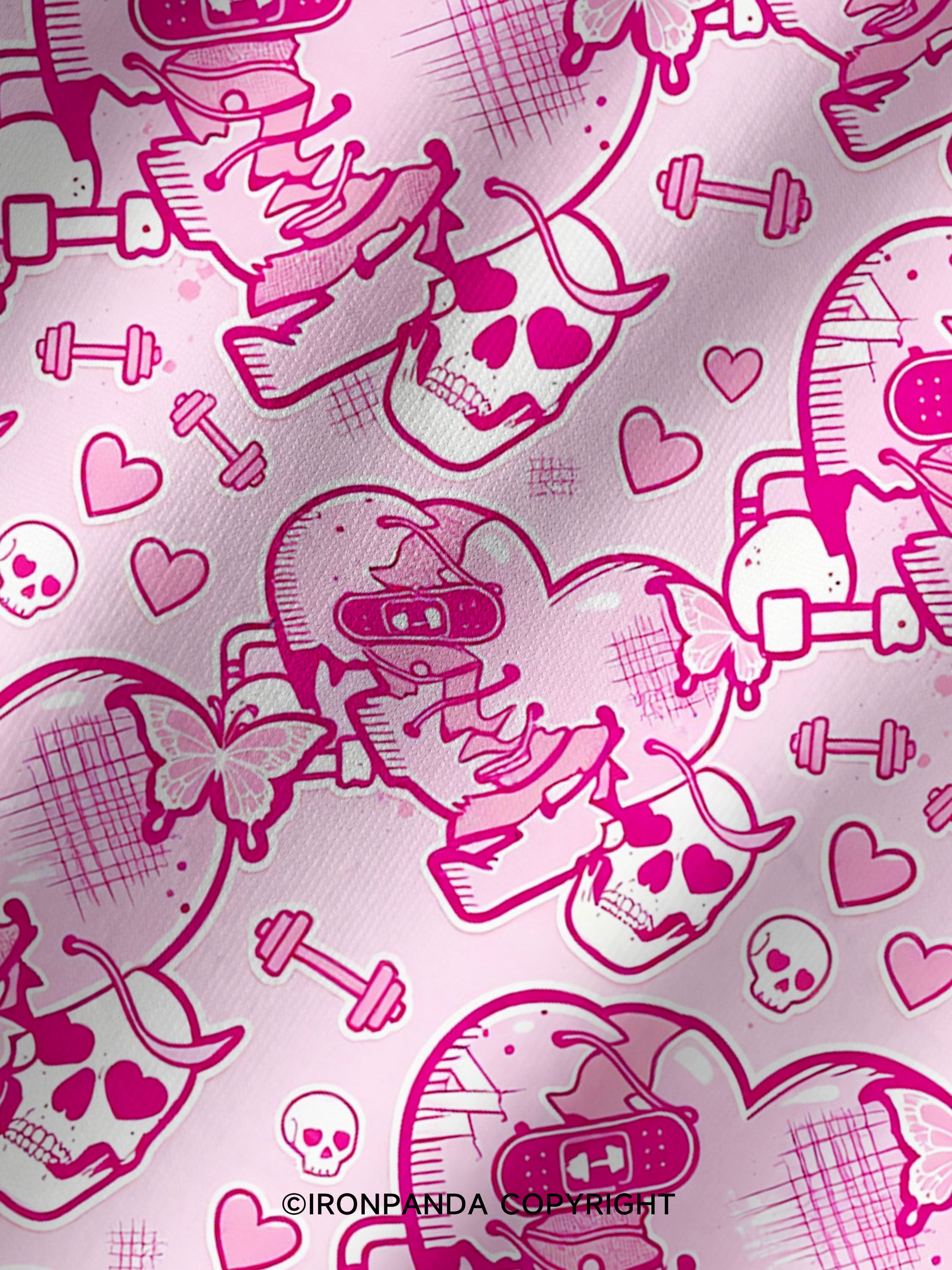 Pink Goth Heart Lift Printed Yoga Shorts