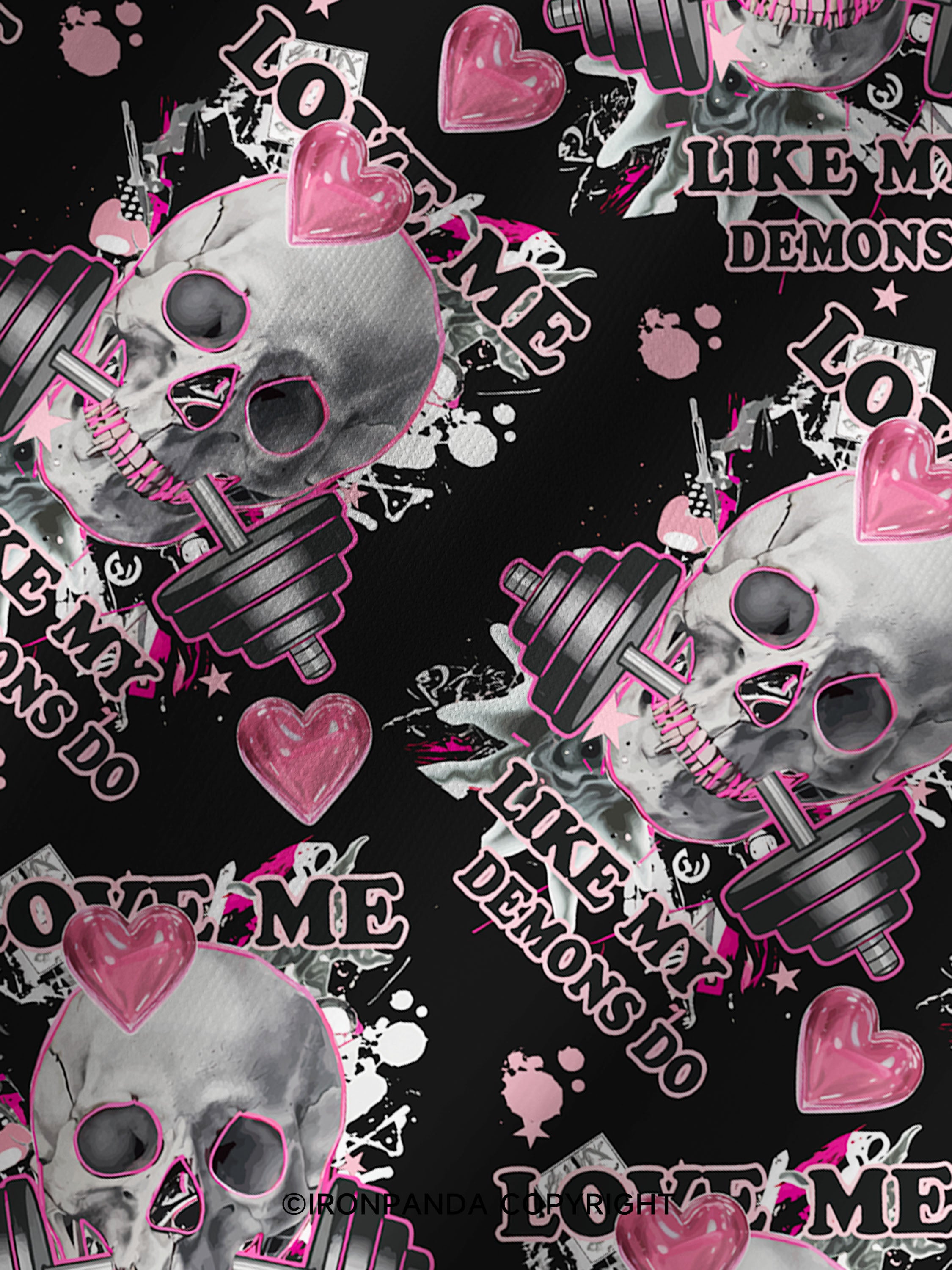 LOVE ME LIKE MY DEMONS DO Printed Yoga Shorts