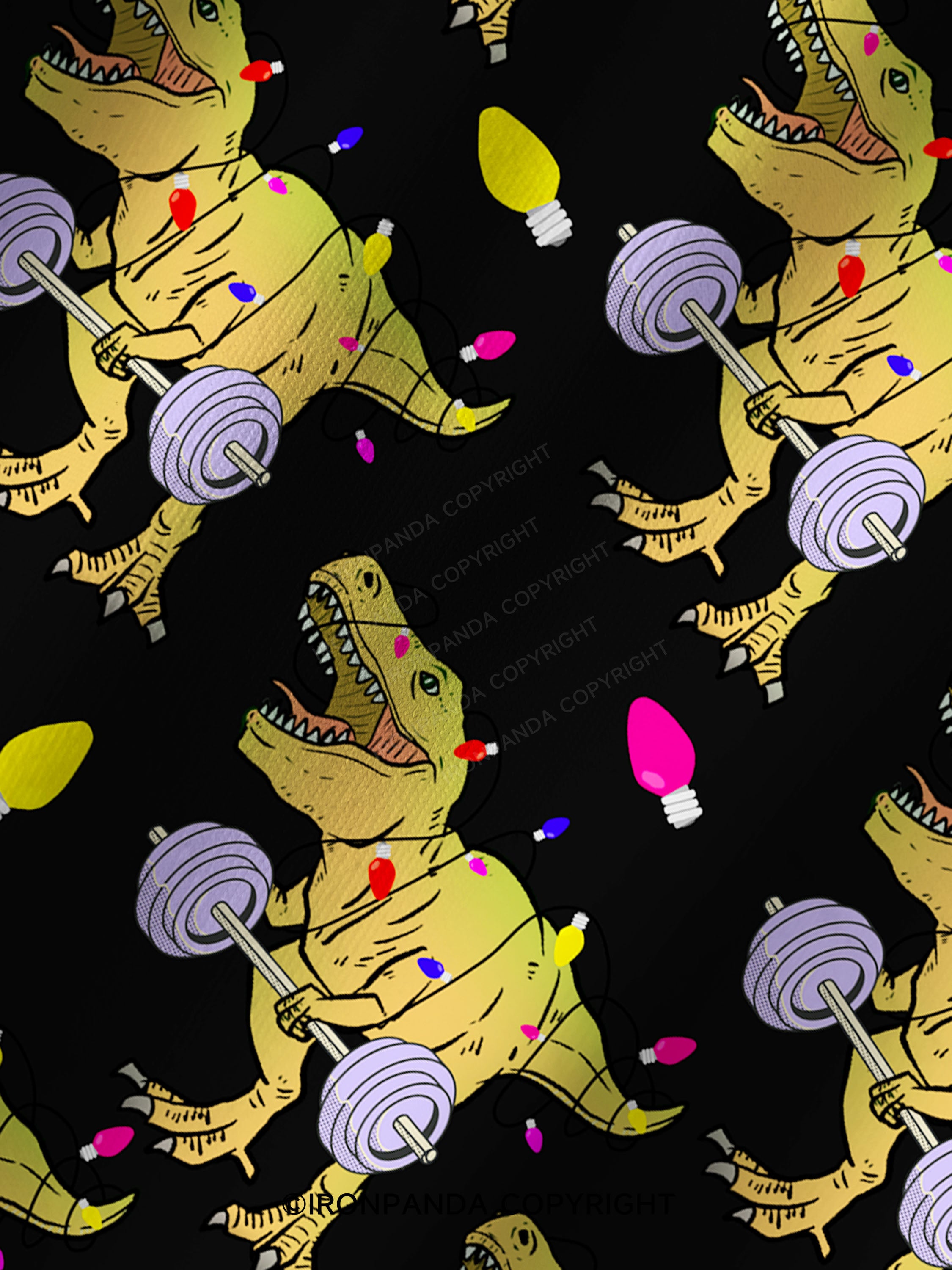 Christmas Dinosaur Printed Yoga Shorts