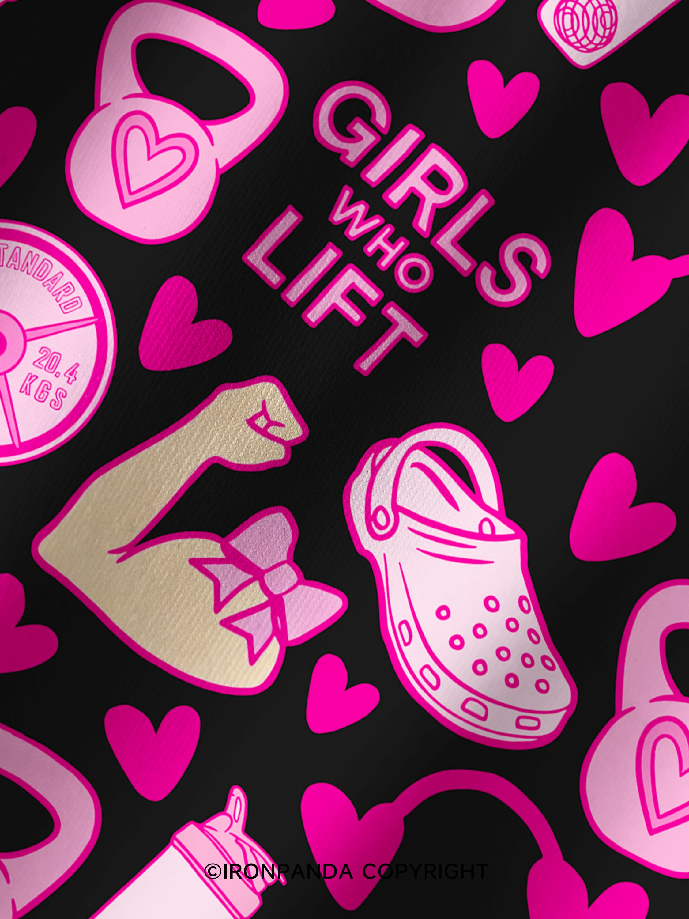 GIRLS WHO LIFT PINK GYM STYLE Printed Yoga Shorts